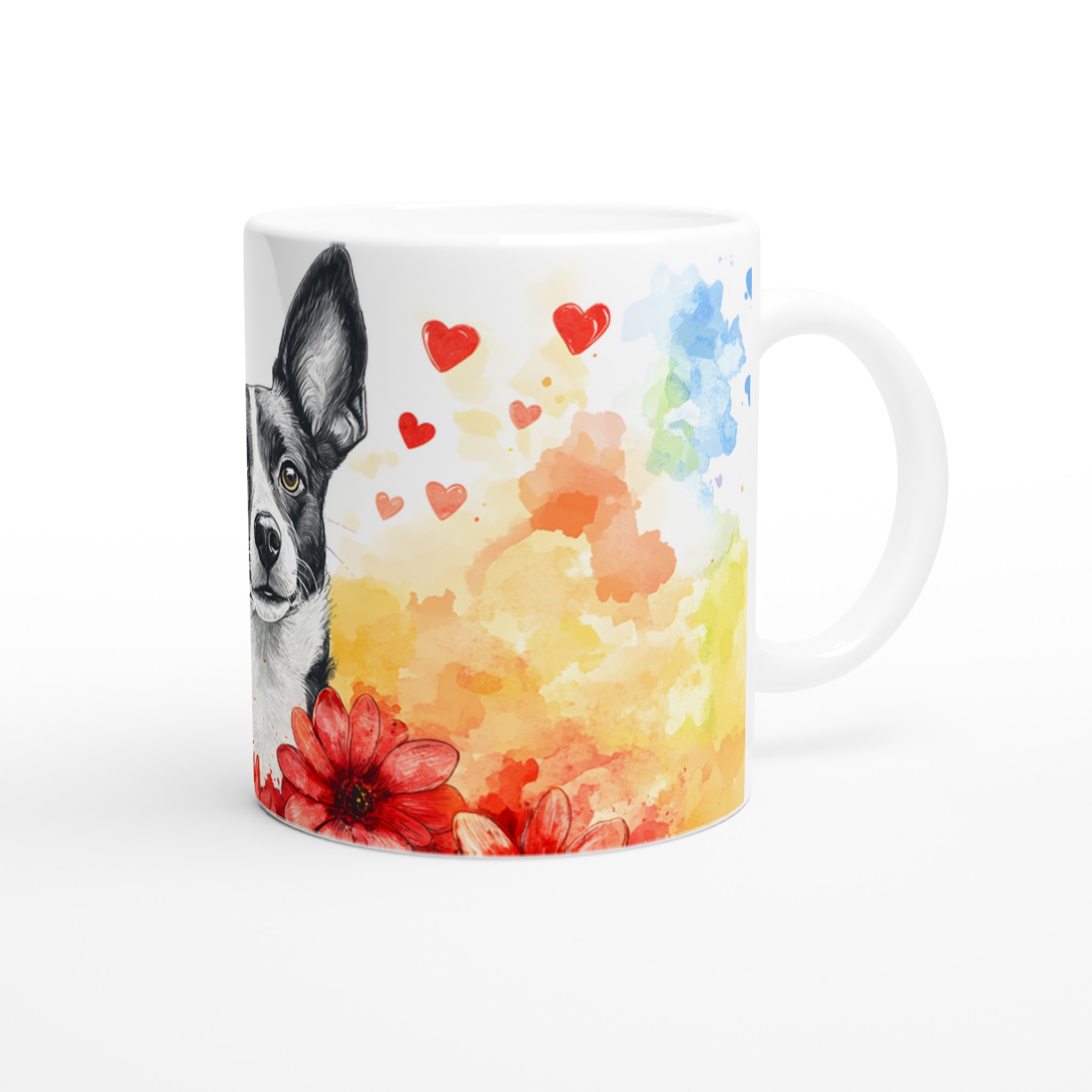 Kärlekshund – Personlig 11oz Keramisk Mugg med Akvarelldesign & Valfri Färg 9 adb5856d-b77d-4297-91fc-1ce1777c8f23