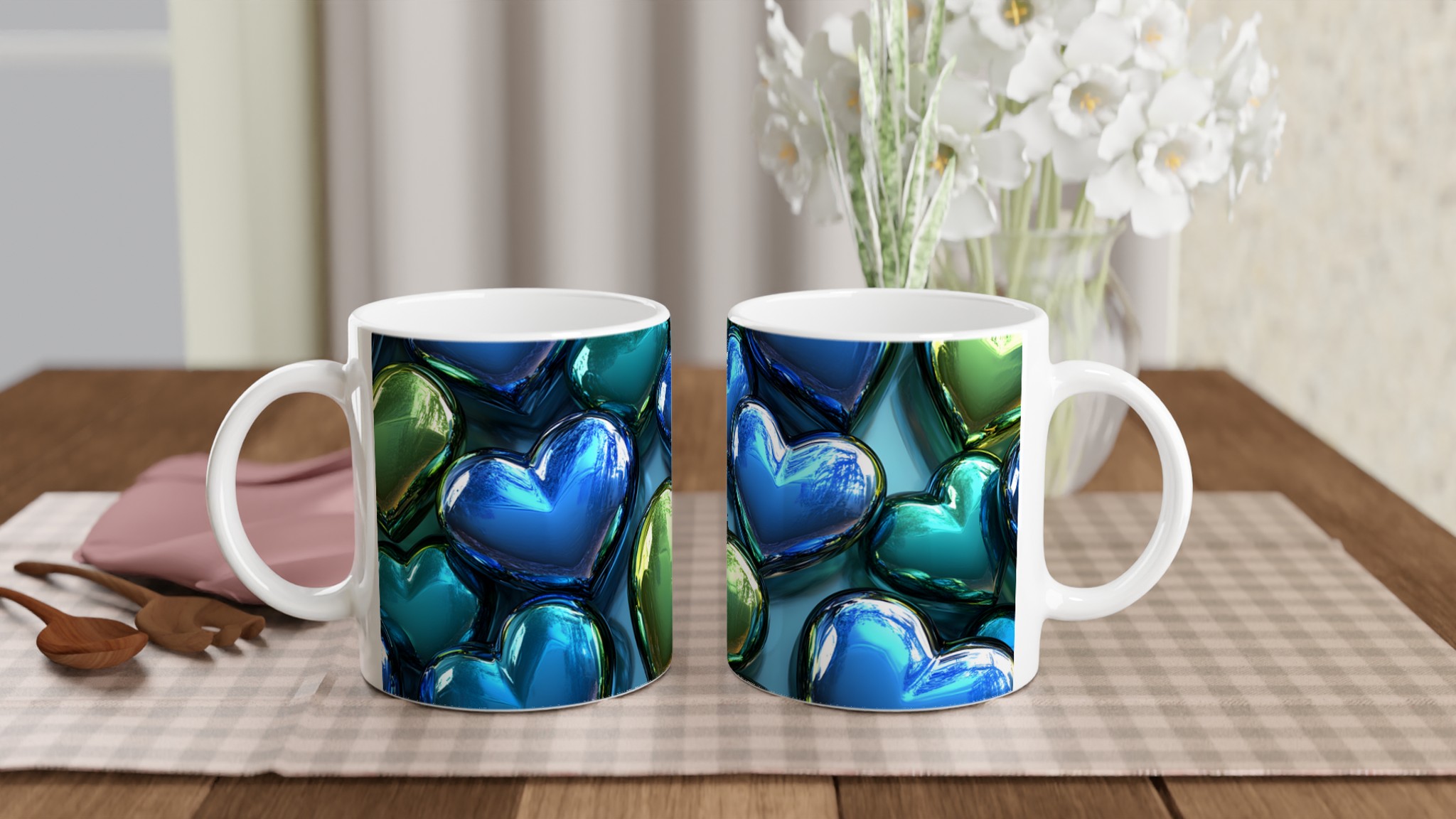 Kärlek i Varje Klunk: 11oz Keramisk Mugg i Glänsande Blått och Grönt 10 add777e3-17c8-4cef-8030-893659420dd3