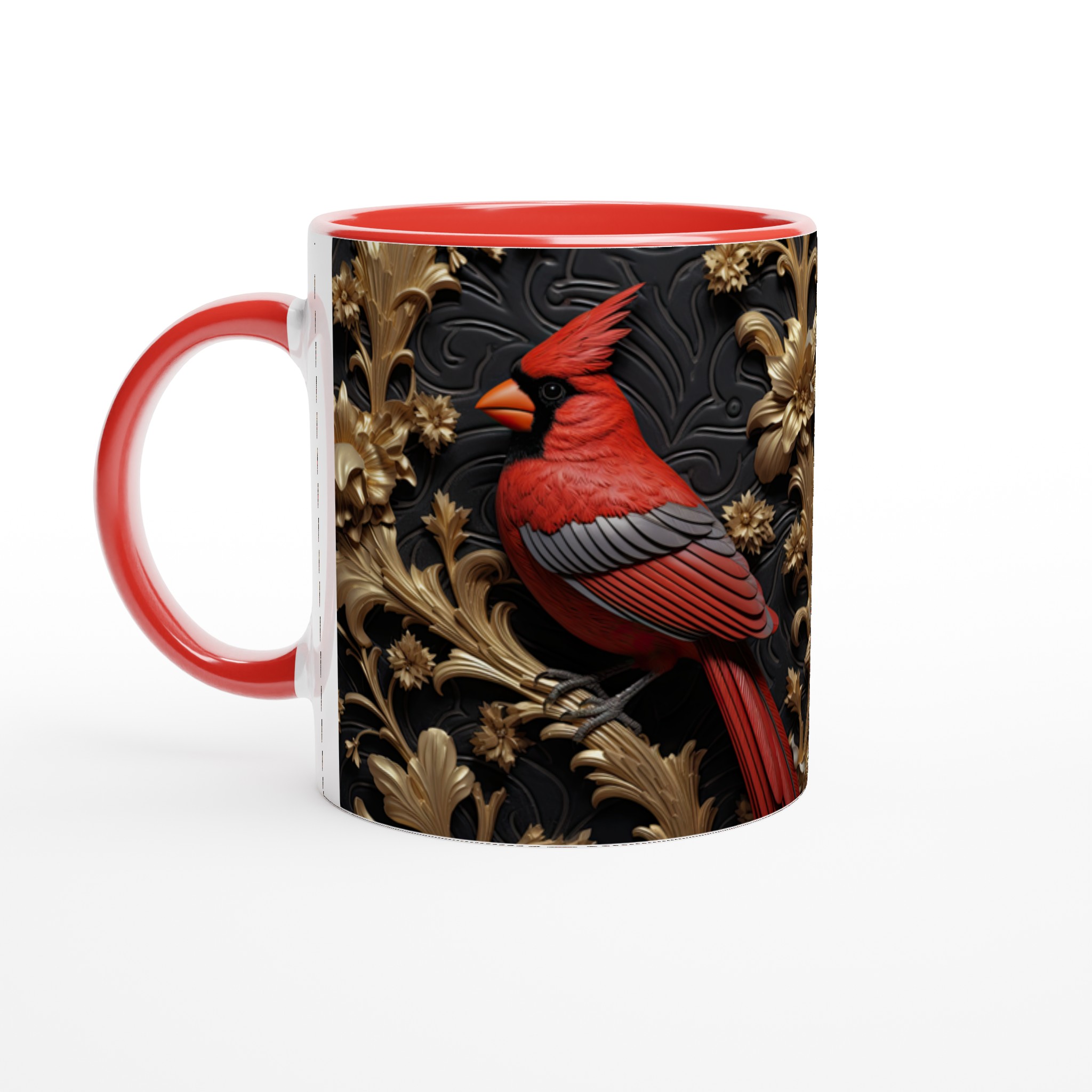 Elegant 11oz Ceramic Mug with Regal Red Cardinal & Gold Flourish Design 2 adfffb85-bc0a-4be8-aaa6-e9bfcae79938
