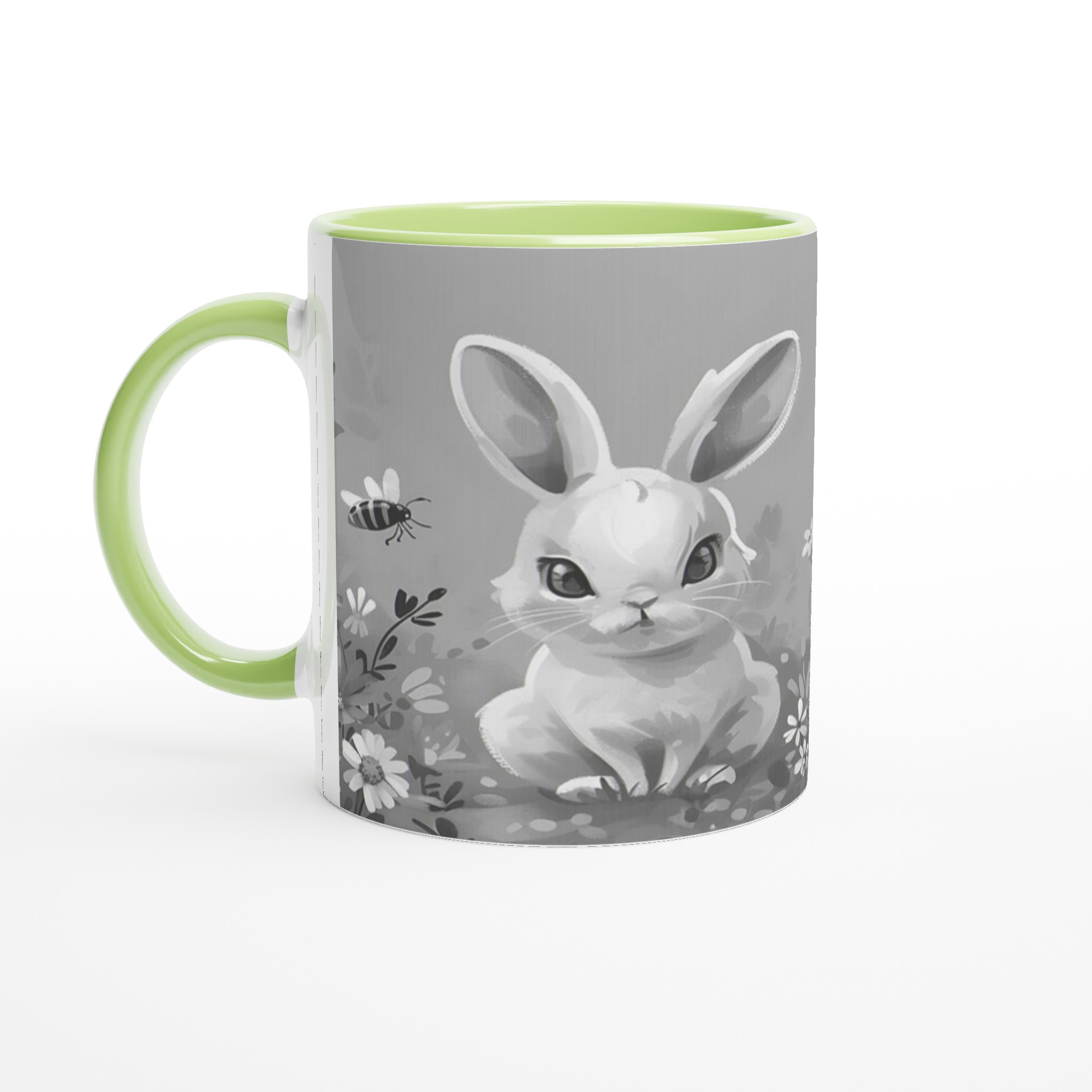Söta kaniner i blomsteräng - 11oz keramisk mugg för drömmande stunder i din valfria färg! 3 ae129872-377c-4eb6-bad3-705de4c7e585