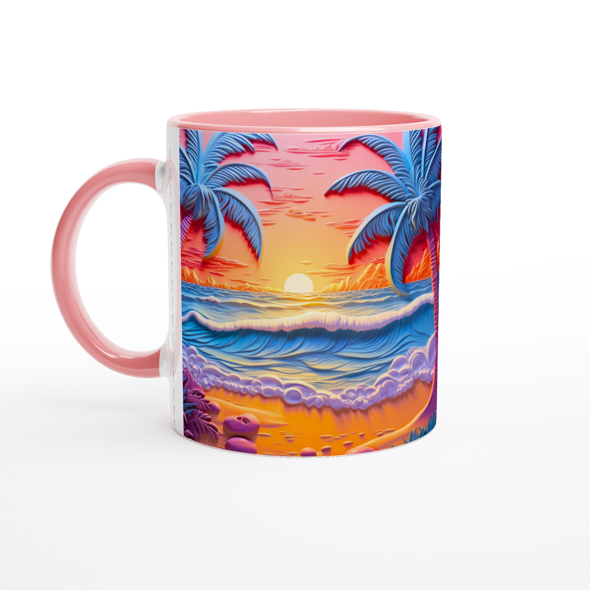 Tropisk Drömmugg – 11oz Keramikmugg med Pastell Palmstrand & Solnedgång 6 af0ffa1d-9f9c-4c34-a7ac-c5143fa8083a
