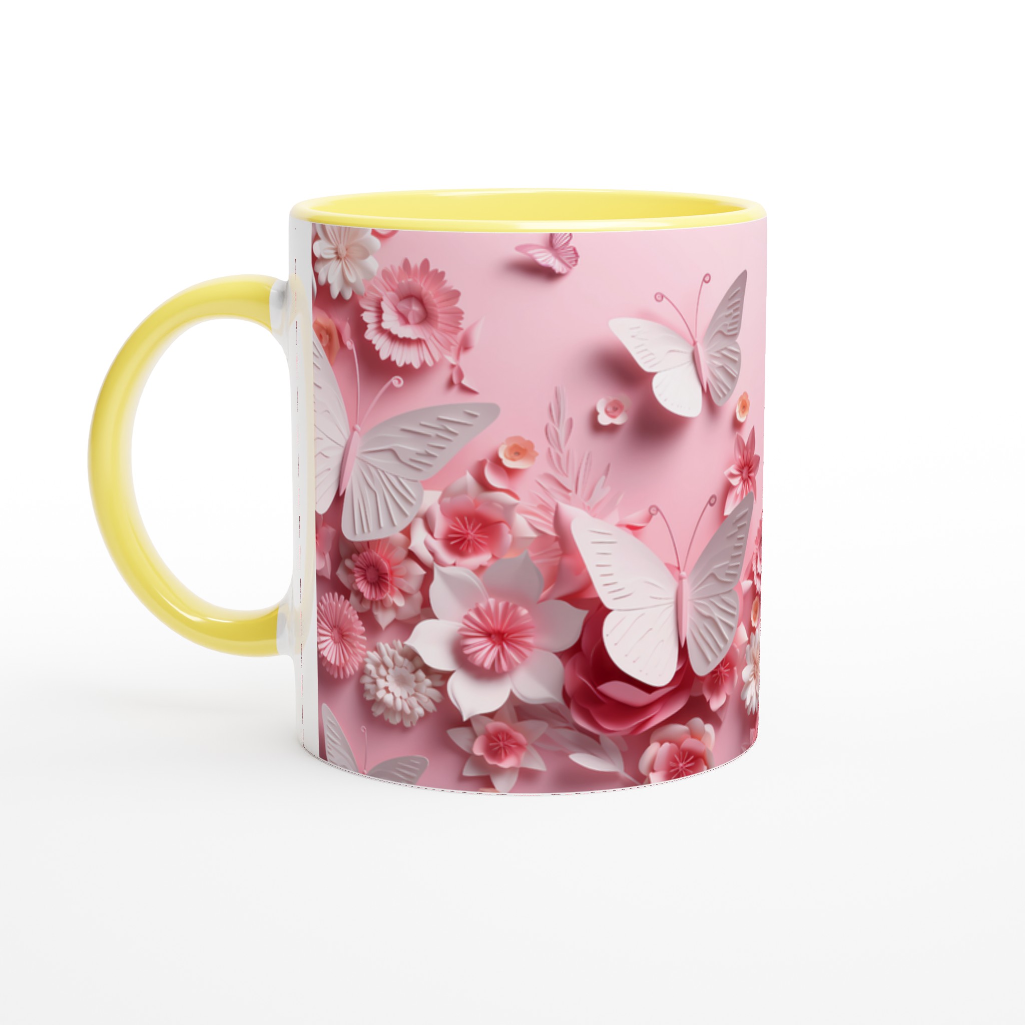 Pastellrosa Papper Butterfly Mugg - 11oz Keramikmugg i ditt val av 7 färger 5 af674929-65d9-4f0a-86a9-a83def90d17b