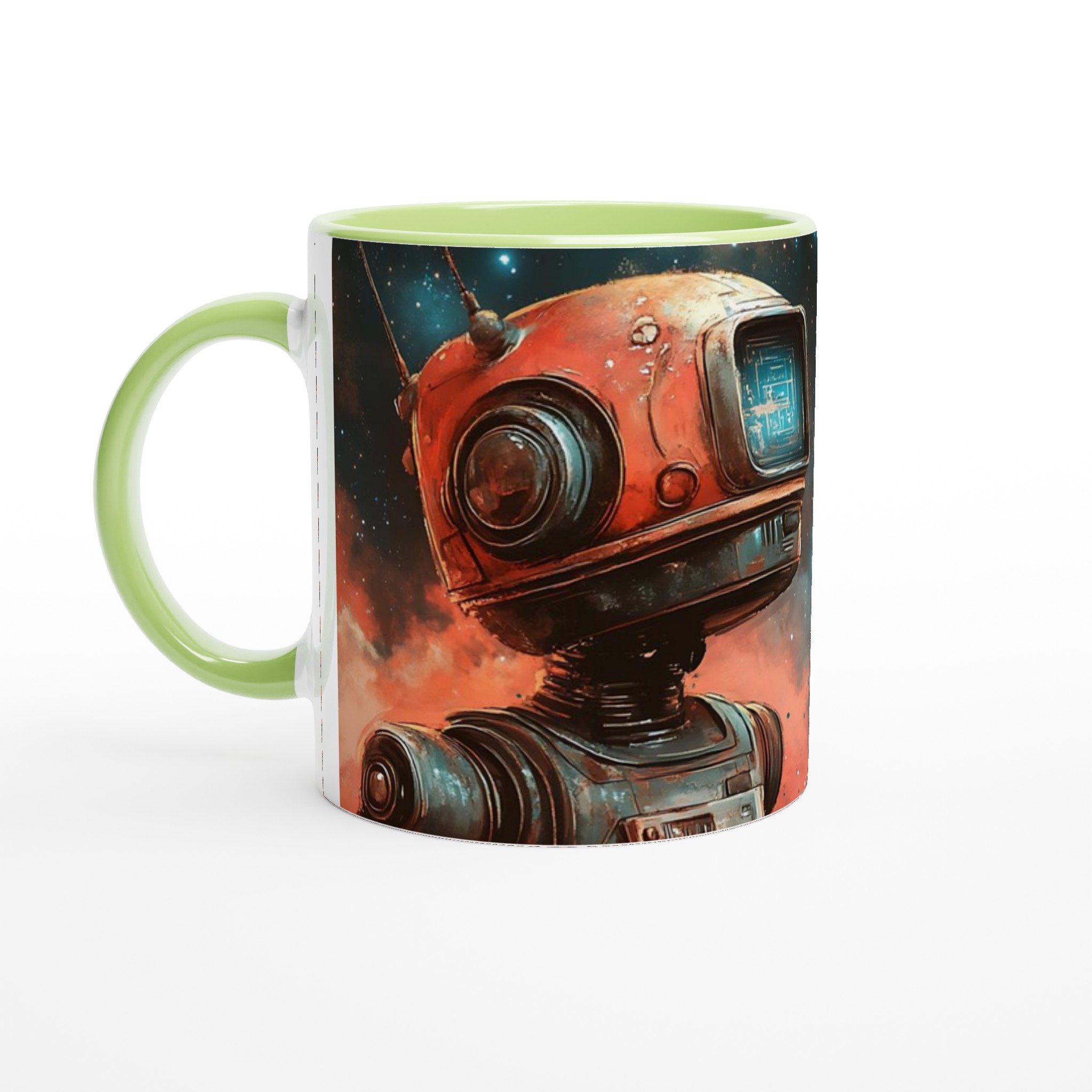 Retro Space Robot Mugg - Vit Keramikmugg 11oz med Sci-Fi Motiv i Livfulla Färger 6 af7b57b8-cde4-47f4-8e3a-93c75cfaa7ee