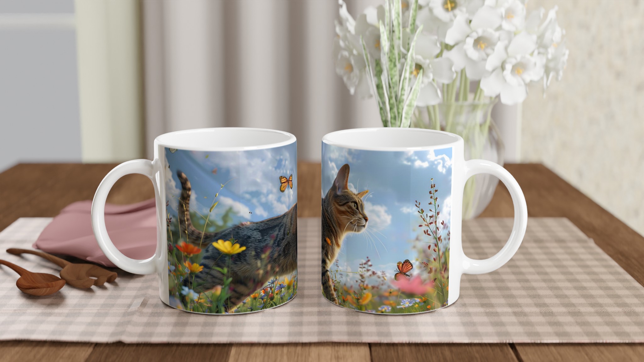 Katt bland Vårblommor – Levande 11oz Keramisk Mugg för Naturälskare 10 afe57cfd-7b45-4b62-b2dd-0afa133fe5a2
