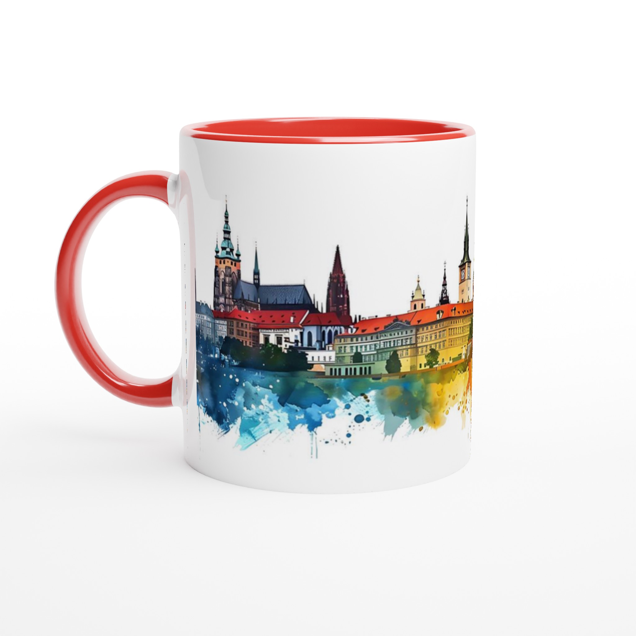Prag Watercolour Cityscape Mugg - 11oz Keramikmugg med Färgstarkt Vattenfärgstryck 2 b0a2c937-3237-4cef-a9d2-5ca9c3319ded