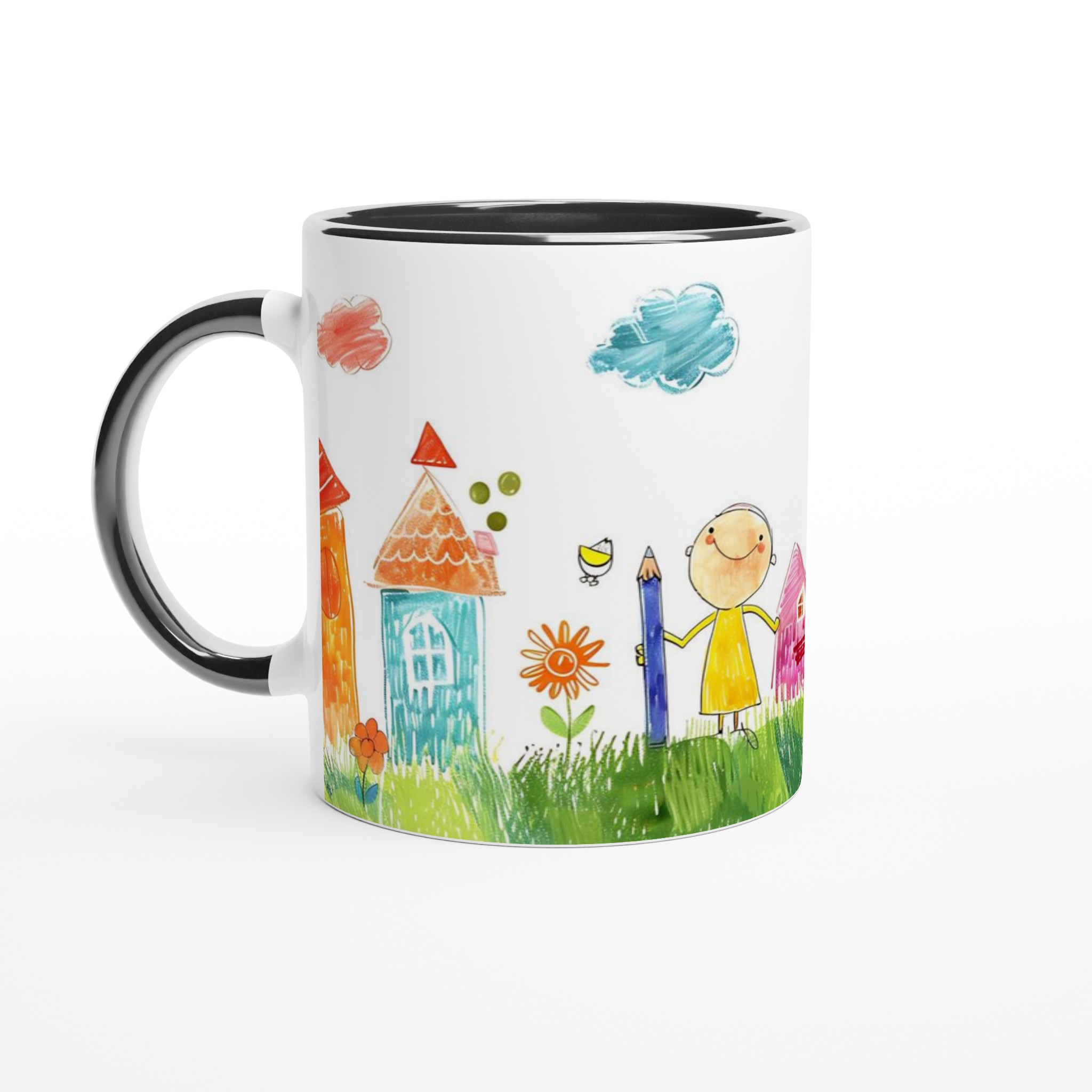 Drömvärld 11oz Keramikmugg – Färgglad Barnteckning med Hus & Sol, välj din färg! 7 b0c56cd1-1e12-4d61-a7ba-ad12d31bf84d