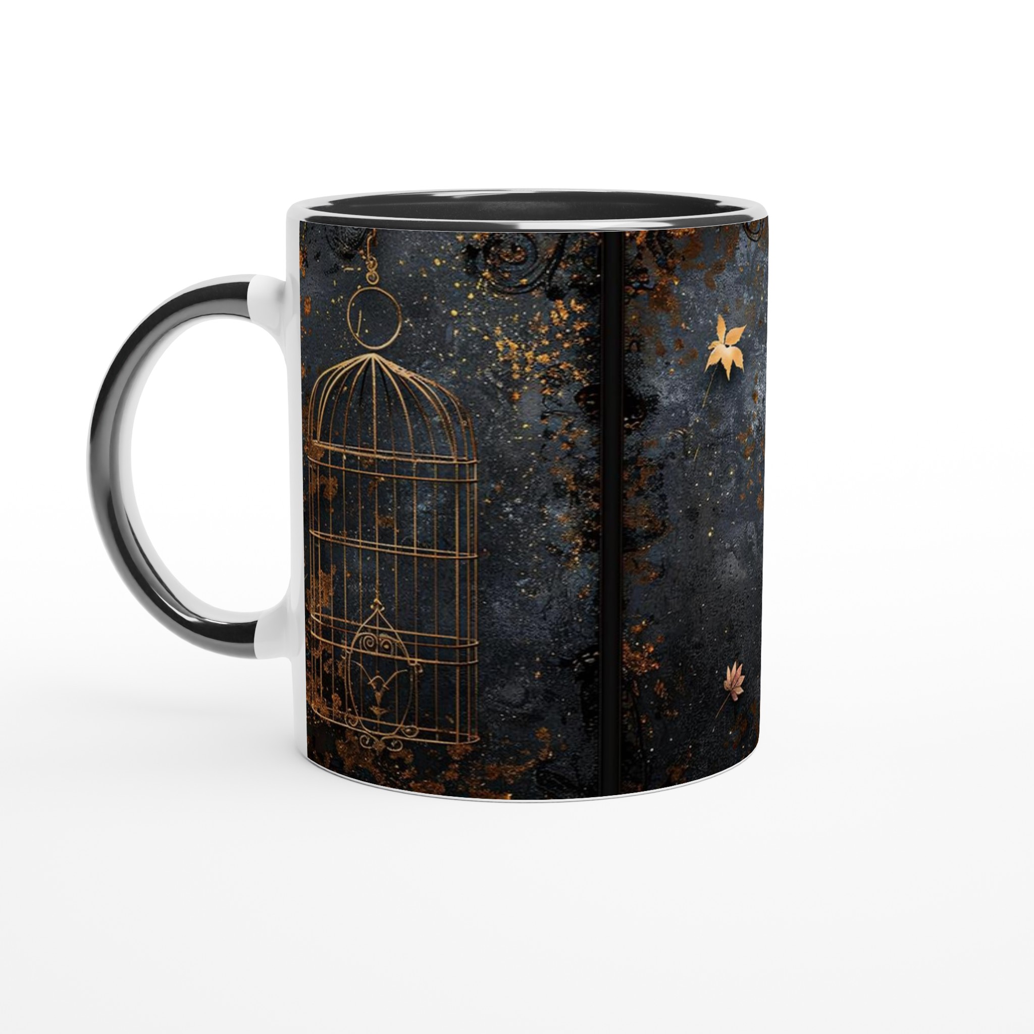 Mystisk Guld och Svart Fågelbur Mugg - 11oz Keramisk Mugg för Kaffe & Te 7 b1194744-7606-454d-a329-14e146b1c36c