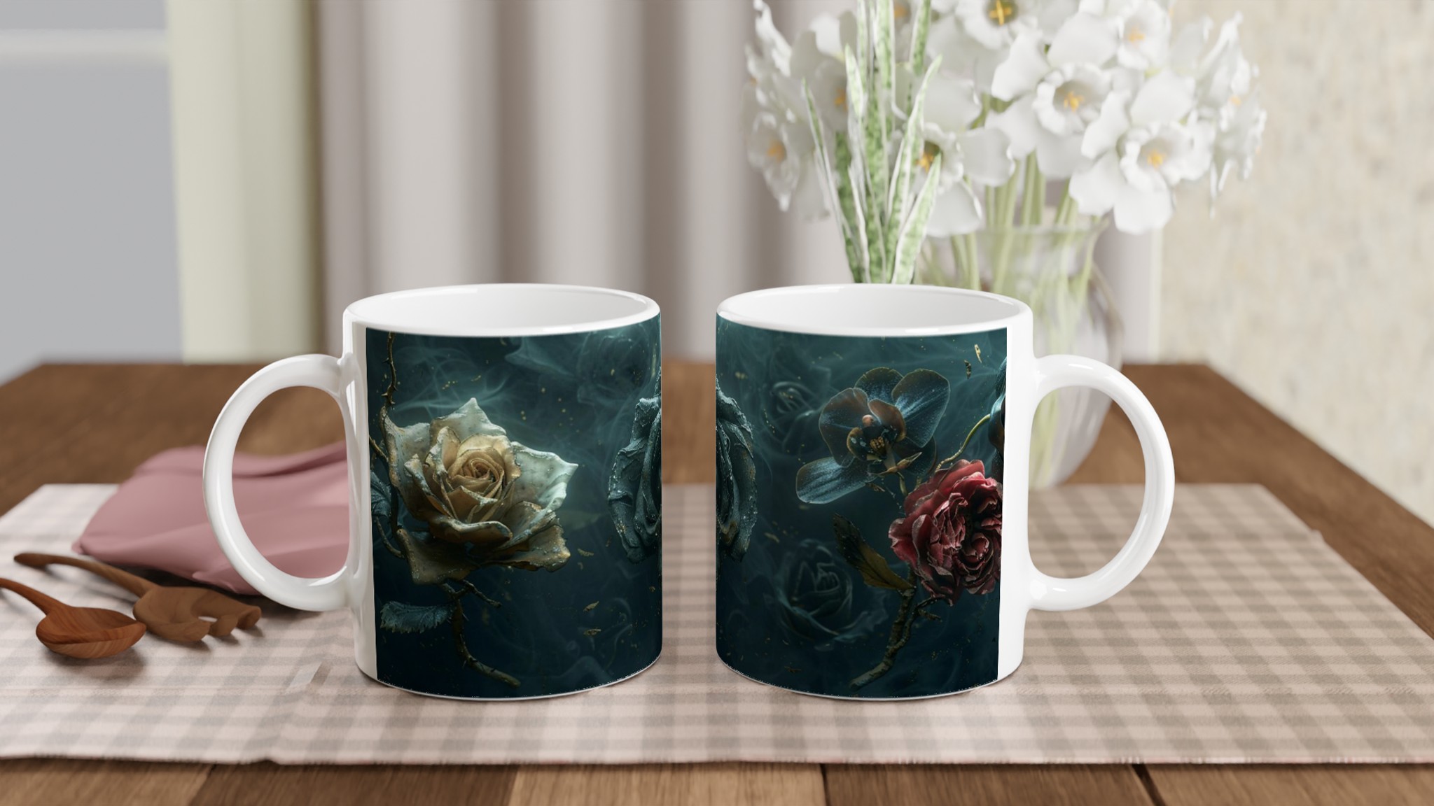 Mörk Romantik Keramikmugg - Gotisk Ros & Skalle Design i 11oz 10 b128a0ee-dd6b-4912-8288-3485260657c1