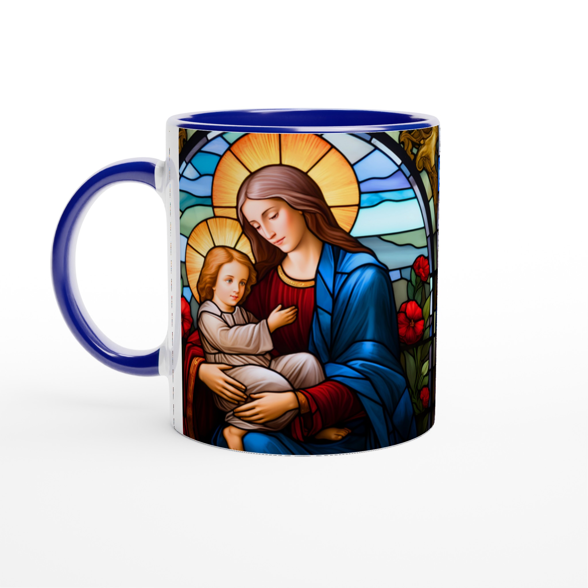 Madonna och Barnet Blyinfattat Glas Mugg - Helig Konst i Levande Färger 4 b12c32fb-d2cf-46de-833d-50557792e172