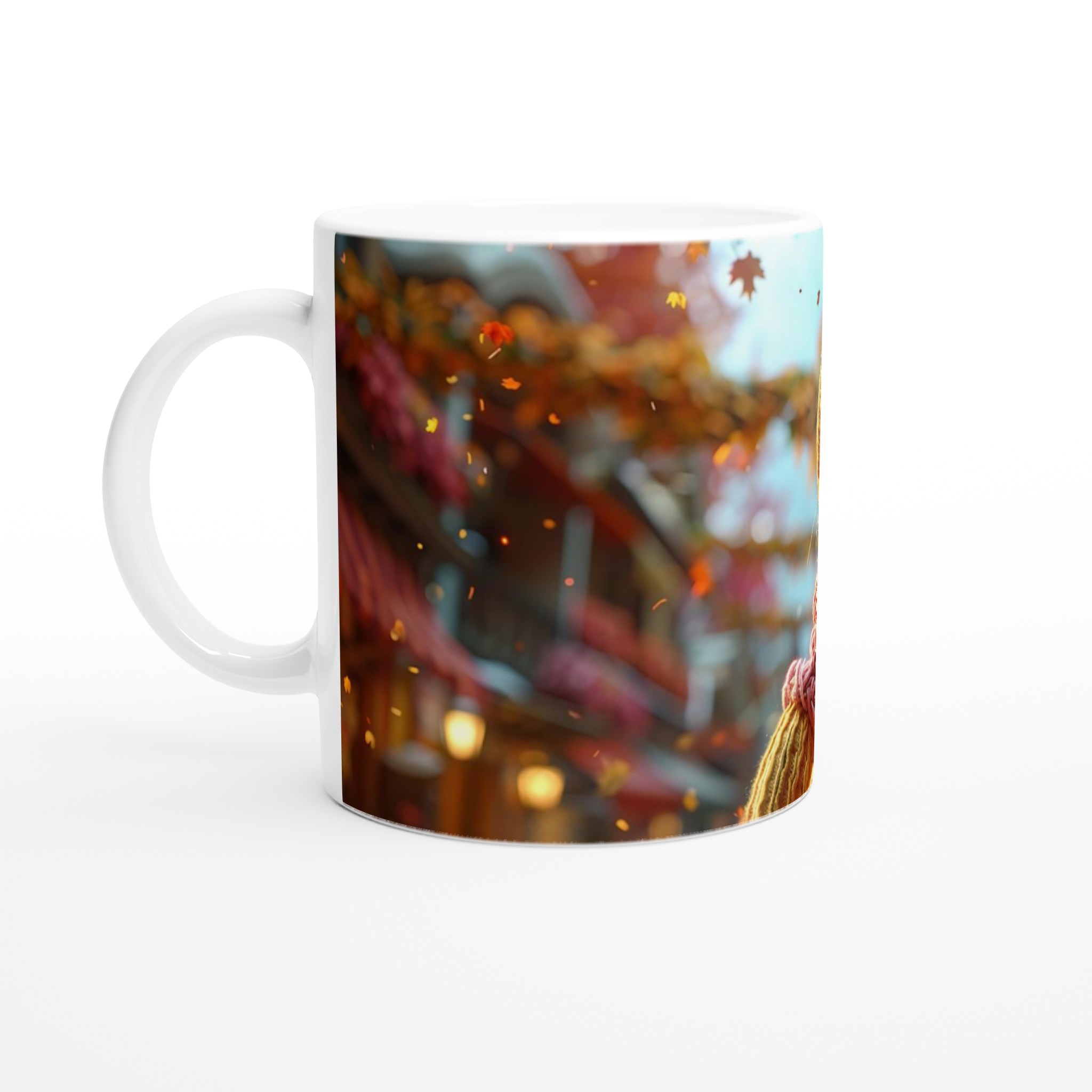Höstmys Mugg - Charmig Höstflicka & Fallande Löv - 11oz Keramikmugg i Valfri Färg 1 b142af40-e2f6-43d3-a72b-91947f8cbd6d