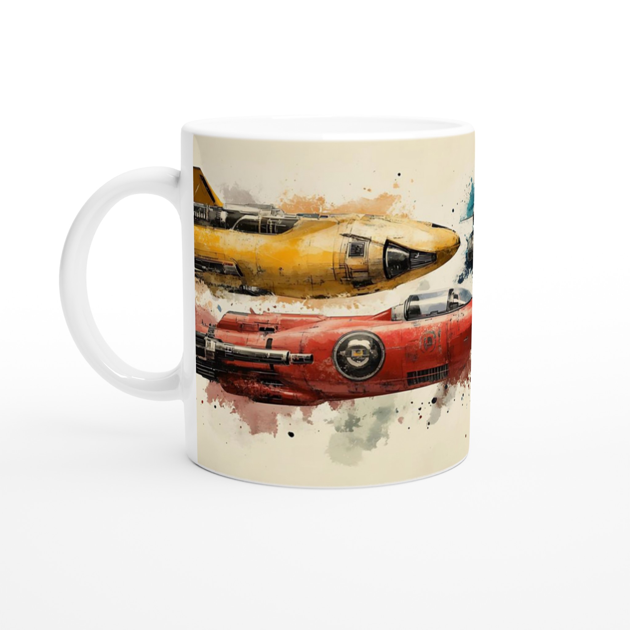 Rymdskepp Akvarell 11oz Keramisk Mugg – Sci-Fi Konst för Kaffeälskaren 1 b18dc83a-6efd-4593-bd9e-9ccfe0bcde27