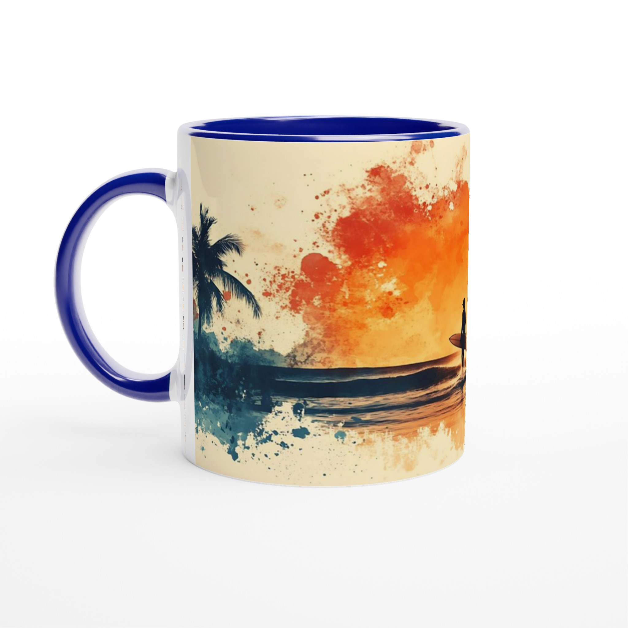 Tropisk Solnedgång Keramikmugg - 11oz Konstnärlig Surfmotiv i Vattenfärg, Välj Bland 7 Levande Färger! 7 b1afe41a-9d2b-4182-b307-9da240fd3312