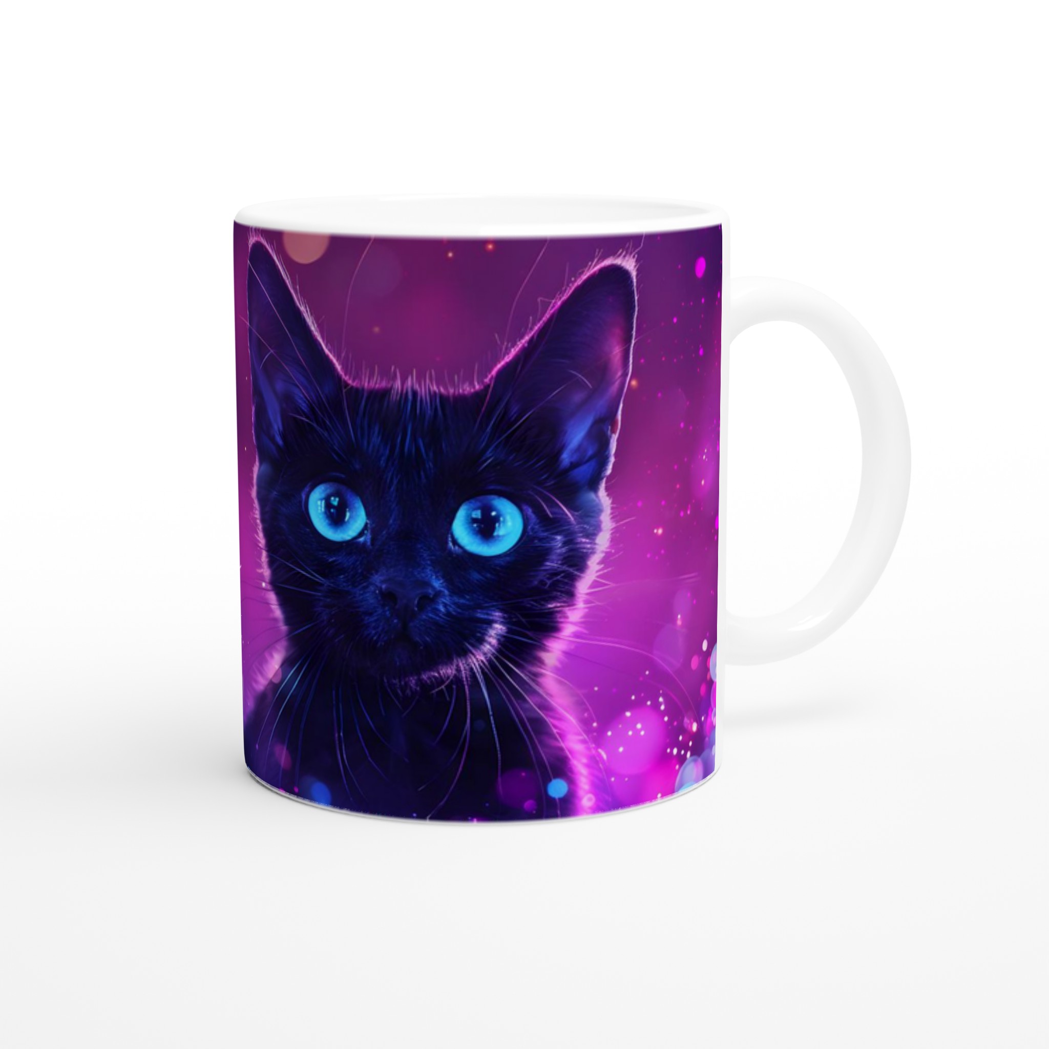 Kosmisk Katt 11oz Keramikmugg – Strålande Blå Ögon & Galaktiska Nyanser 9 b1c5de00-f187-49e6-8a55-2d4022288d01