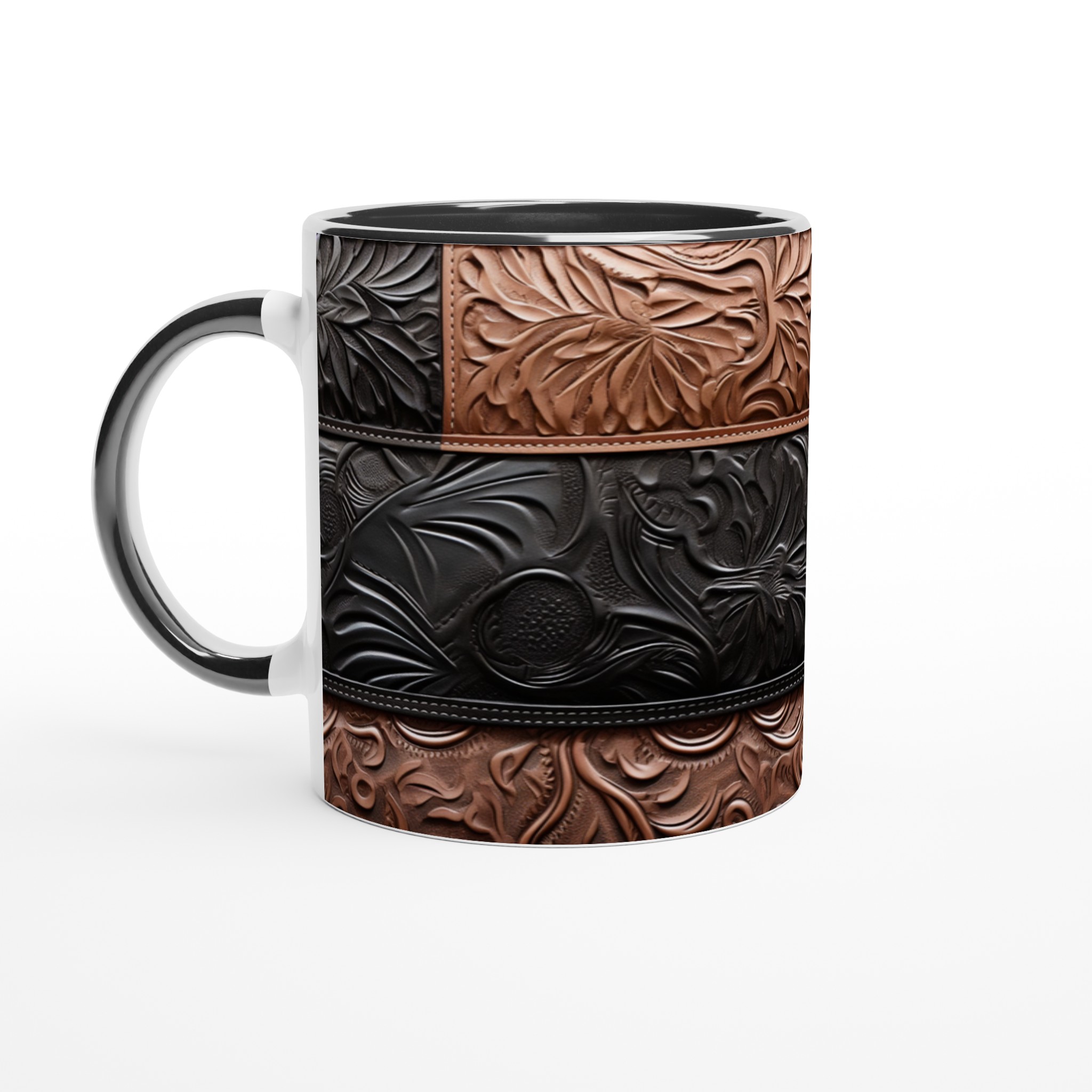 Mugg i präglat läderlook – Robust 11 oz keramikmugg i rustik design, perfekt för hem & kontor 7 b2afd774-efca-410c-a34d-4d3fb060b8ba