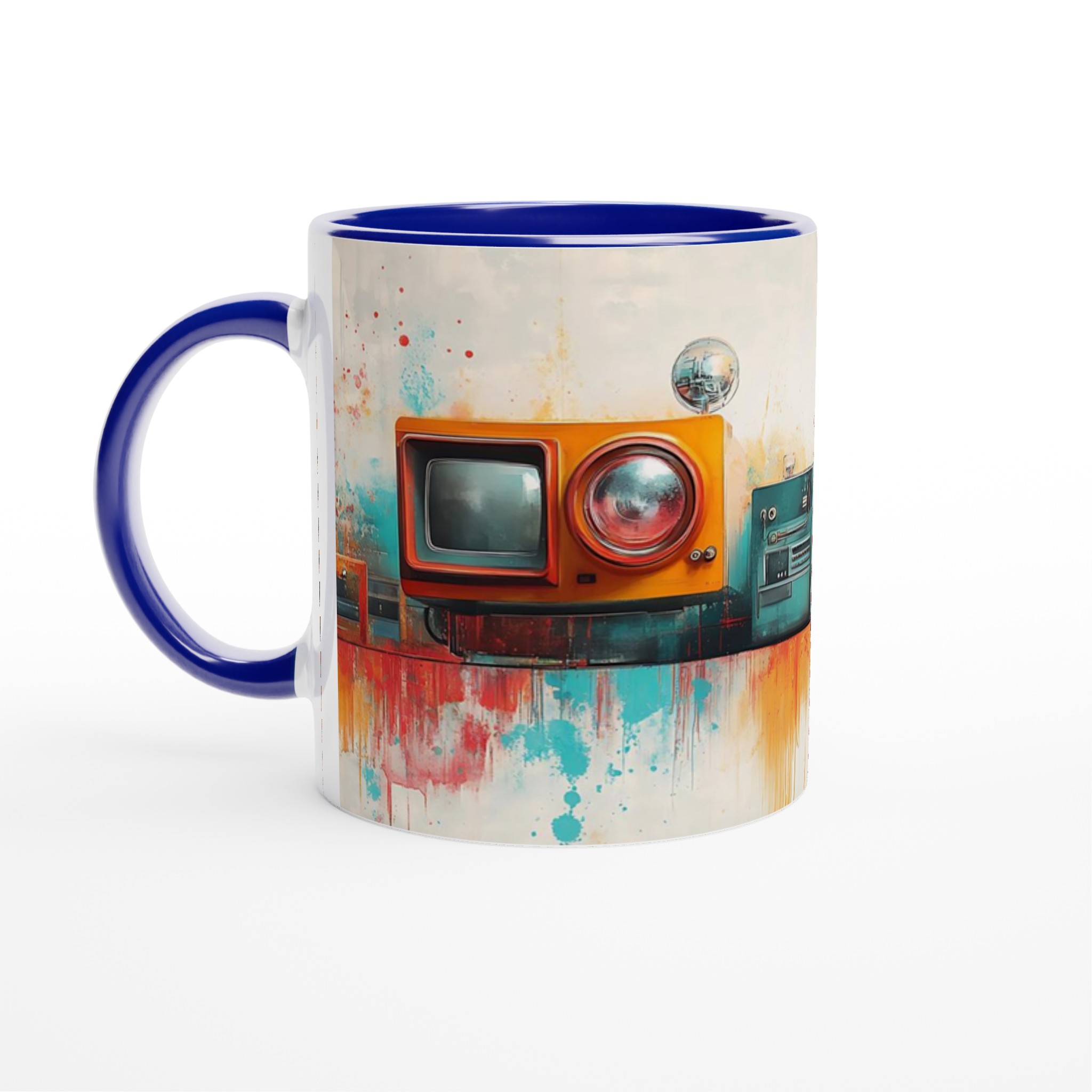 Retro Tech Fusion 11oz Keramisk Mugg – Konstnärligt Tryck & Färgstark Design 7 b2cc5293-a5cf-4ef5-ba4d-b1a0d4b681e7