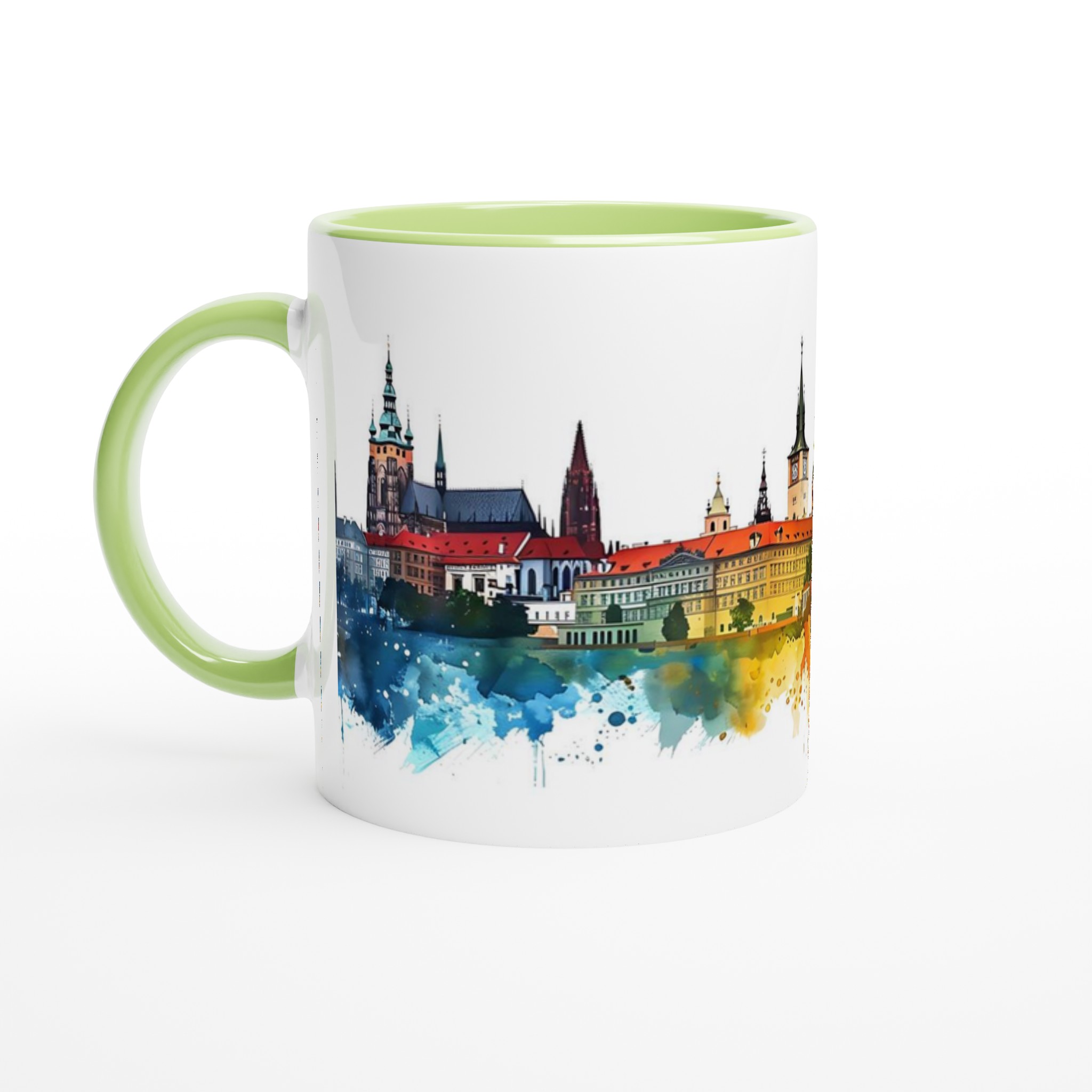 Prag Watercolour Cityscape Mugg - 11oz Keramikmugg med Färgstarkt Vattenfärgstryck 3 b488dc4a-dde9-42c8-ba1d-c92d082b8a7b
