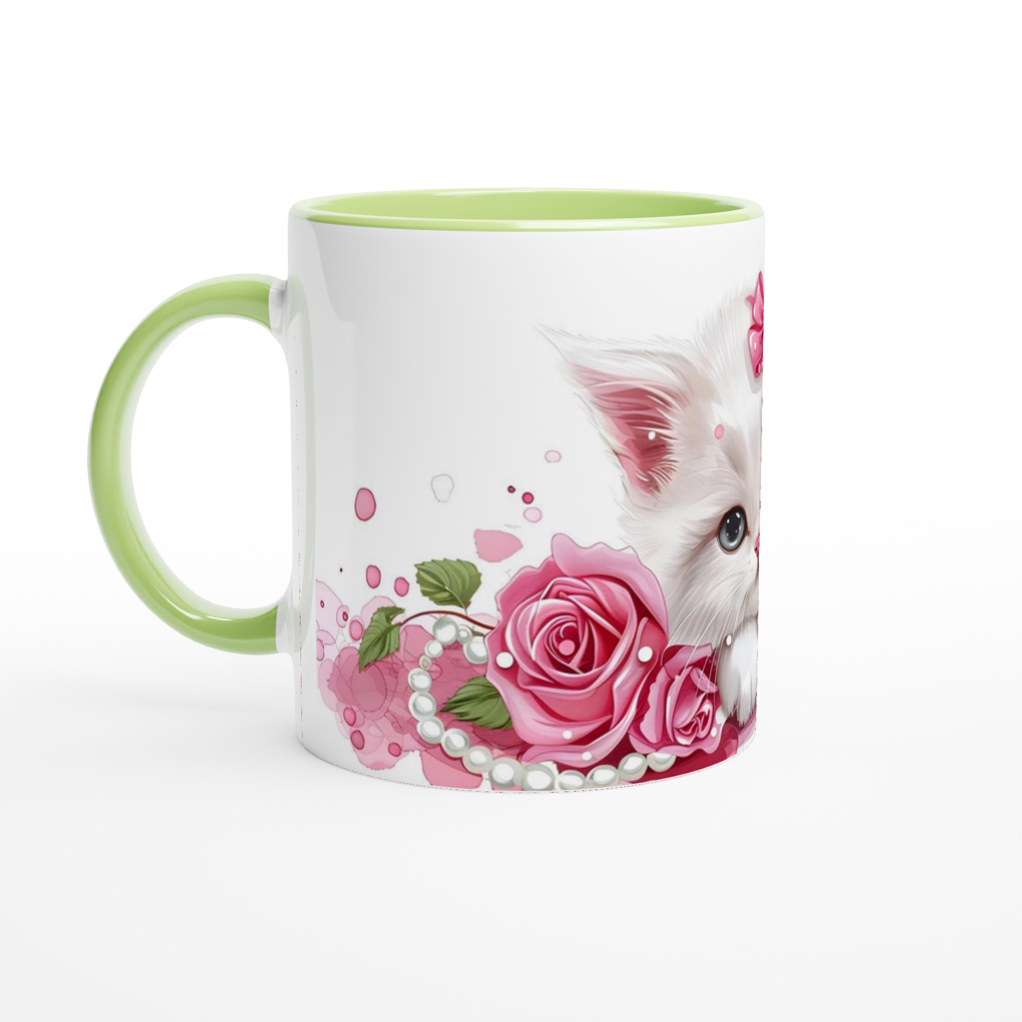 Söt kattunge och rosa rosor 11oz keramikmugg – Perfekt present för kattälskare 3 b4c4bc93-01b1-43bd-a2cf-72695693edc5