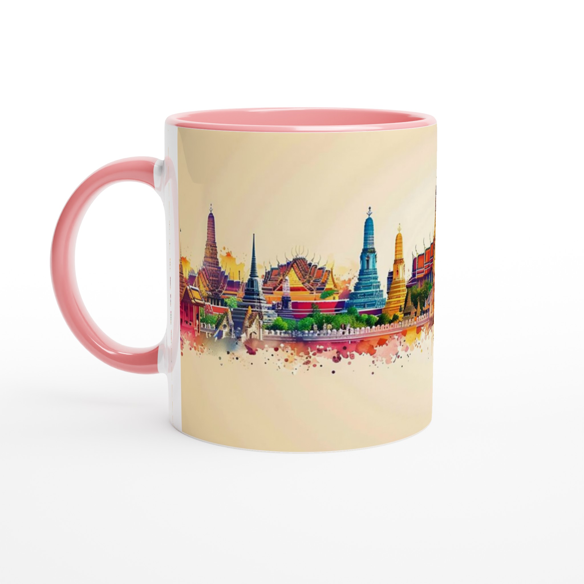 Bangkok Skyline Akvarell Mugg – Färgstark Keramikmugg, Välj bland 7 Livliga Färger 6 b4db91e1-38a9-4457-a6d7-e11ec1b8a78d