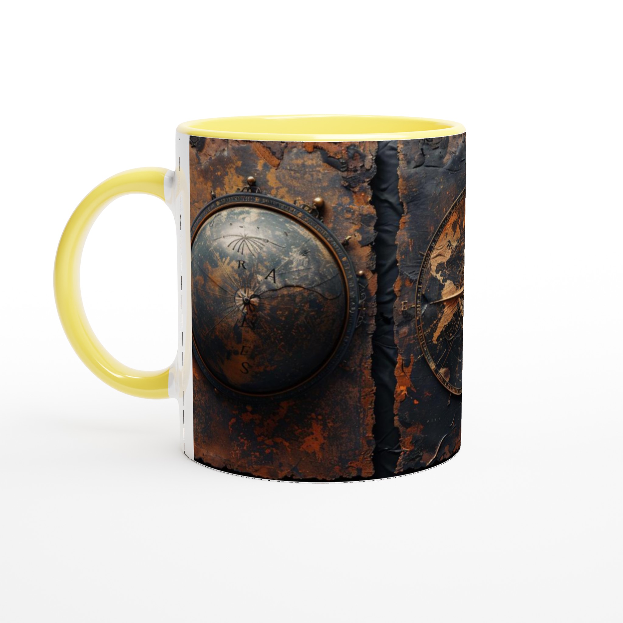Vit 11oz keramisk mugg med vintage världskarta-design – välj bland sju klassiska färger 5 b6156d0b-8949-4ca7-90a9-ab8893a876ca