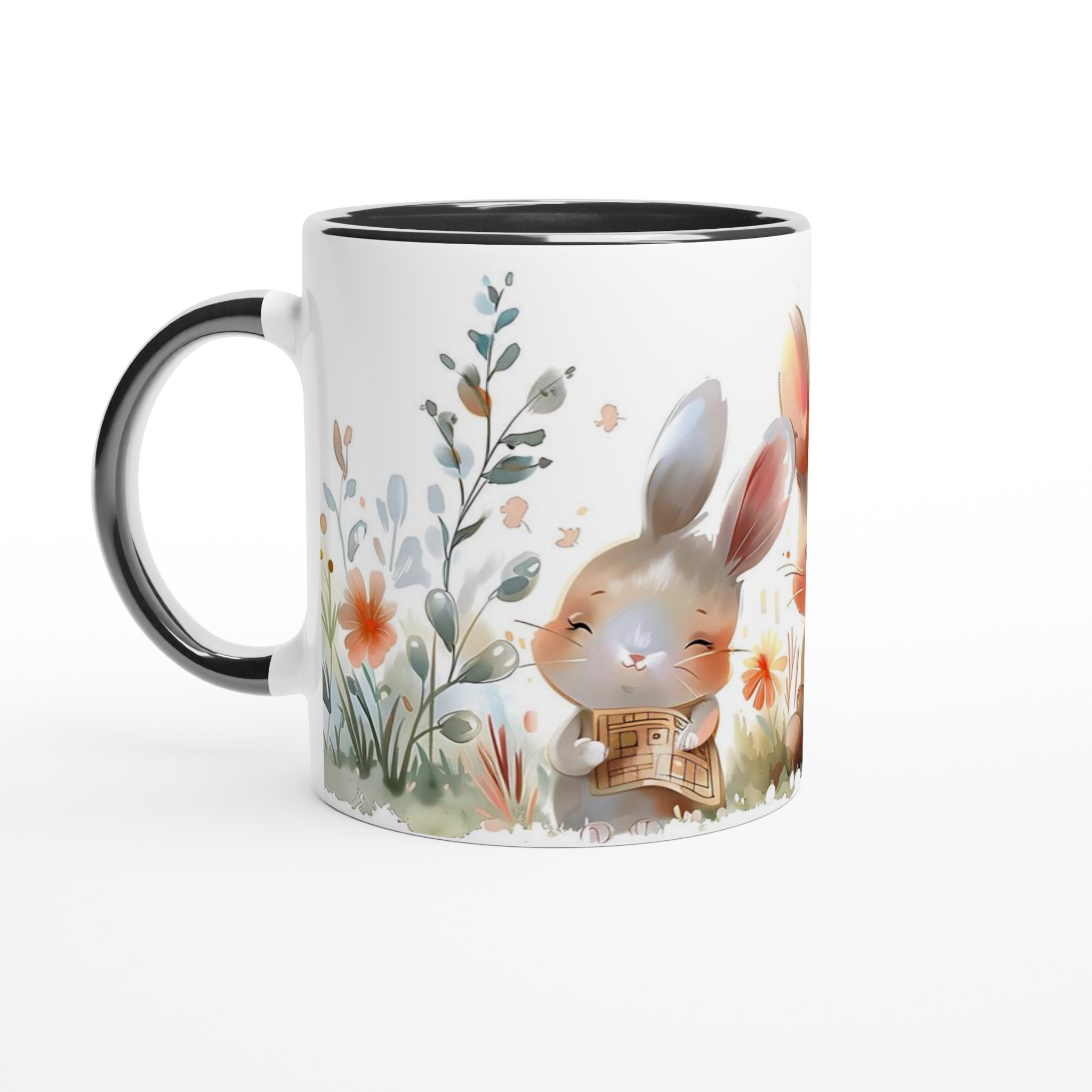 Söta kaniner i blomsteräng – 11oz keramisk mugg för barn och djurälskare i flera färger 7 b6420b8a-a657-4116-8ba7-d5f29bb2a599