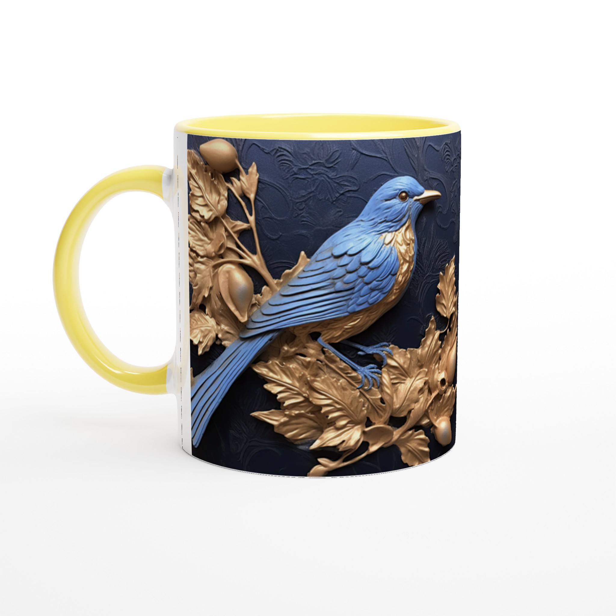 Royal Bird Song Keramikmugg – Elegant Blåfågel & Guldblad Design, 11oz – Välj bland 7 Färger! 5 b66d2d5c-653e-42af-9e0c-547a7a08a11a