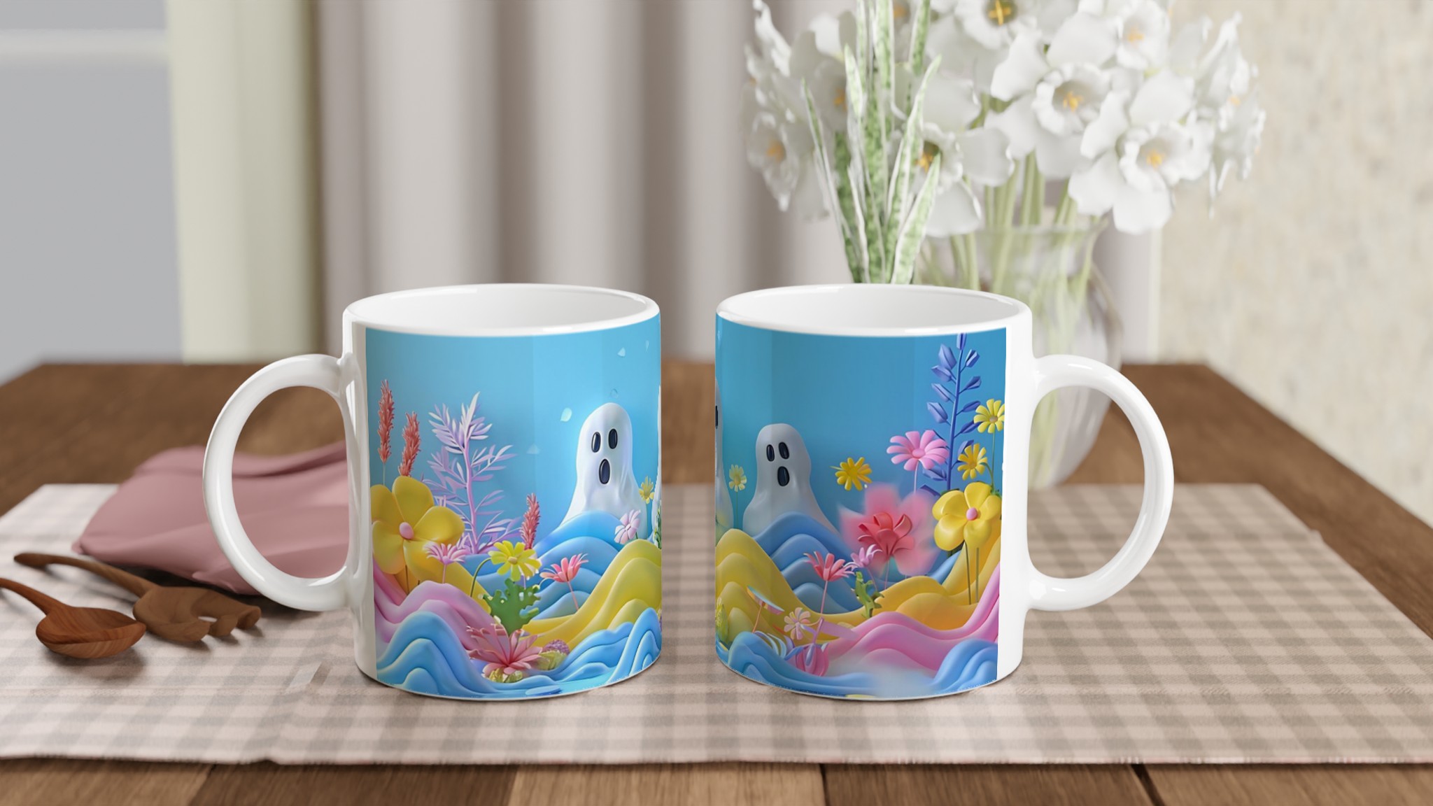 Pastel Ghost Garden 11oz Keramikmugg – Spöklikt Söt Design i Glada Färger 10 b6a8f3ad-c3c0-4104-b908-43f620b937d5