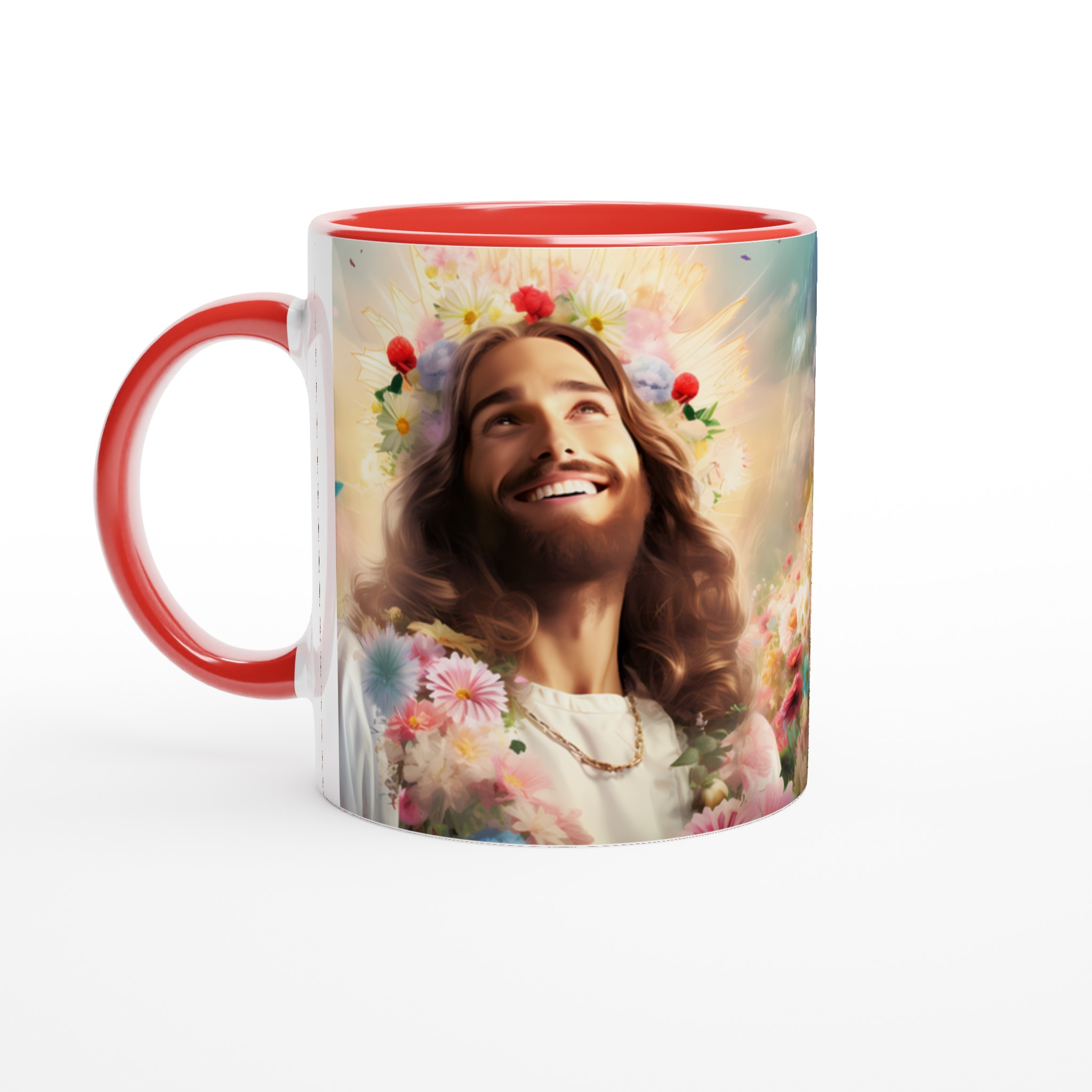 Jesus i Blomsterhav Keramikmugg - En hyllning till glädje & natur i din färgvalda 11oz-mugg 2 b70c5166-27d9-4a99-9bcd-eb68a84341ad