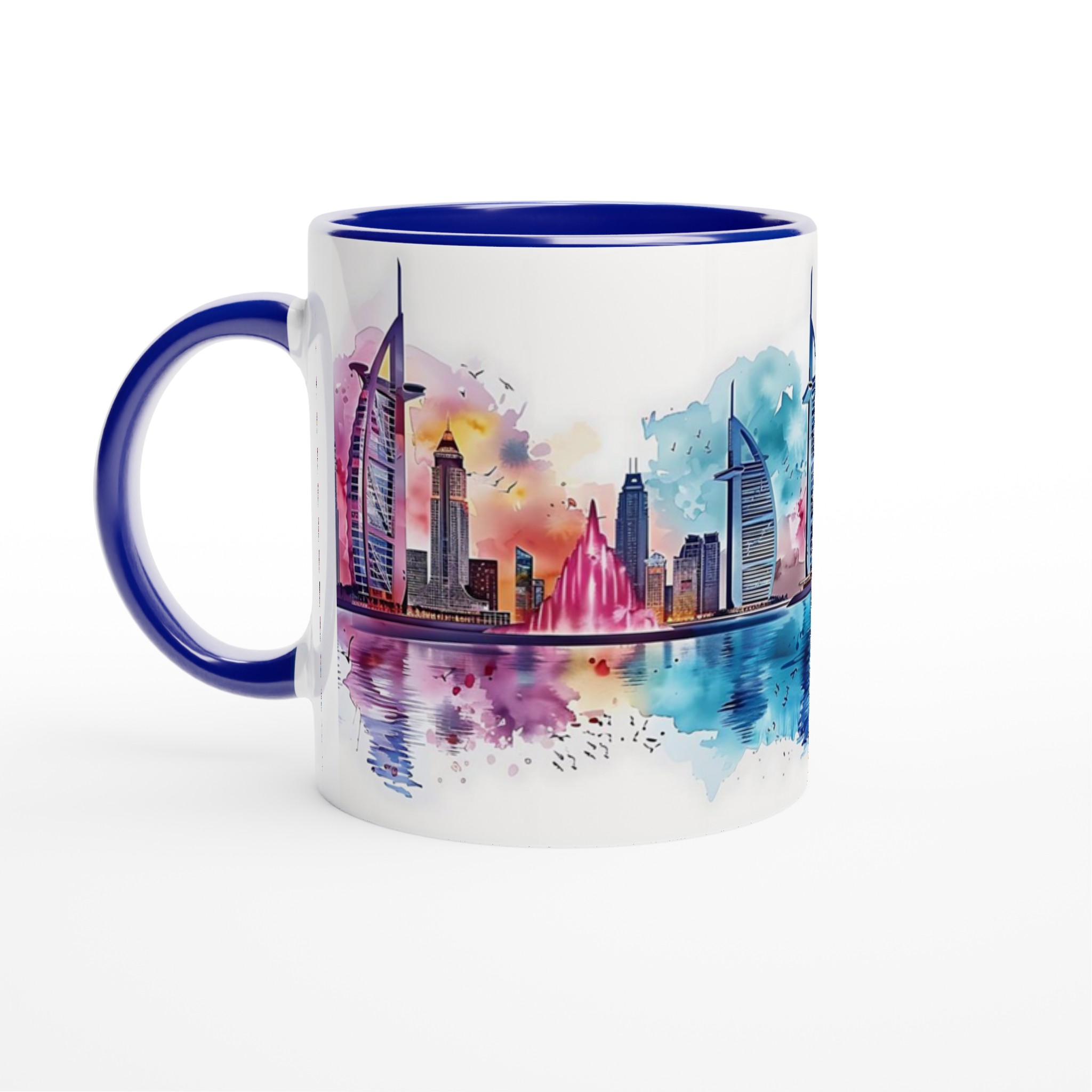 Dubai Akvarell Stadssiluett Mugg - Konstnärlig Kaffekopp med Burj Khalifa & Burj Al Arab i Levande Färger 4 b7af4879-45c1-4d5c-9ce5-8747a04389e5