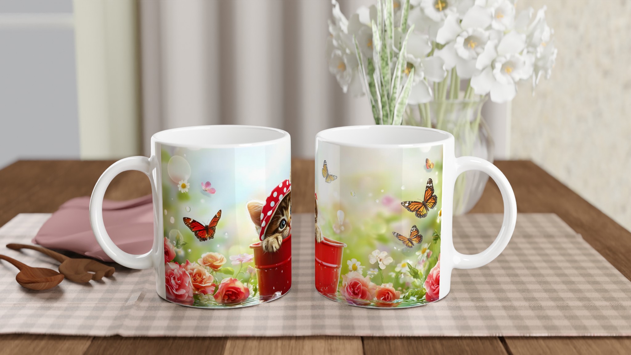 Söt Kattunge i Hink – 11oz Keramikmugg i ditt val av 7 färger 10 b8124ec3-1387-48bb-a25d-9eb385b1c893