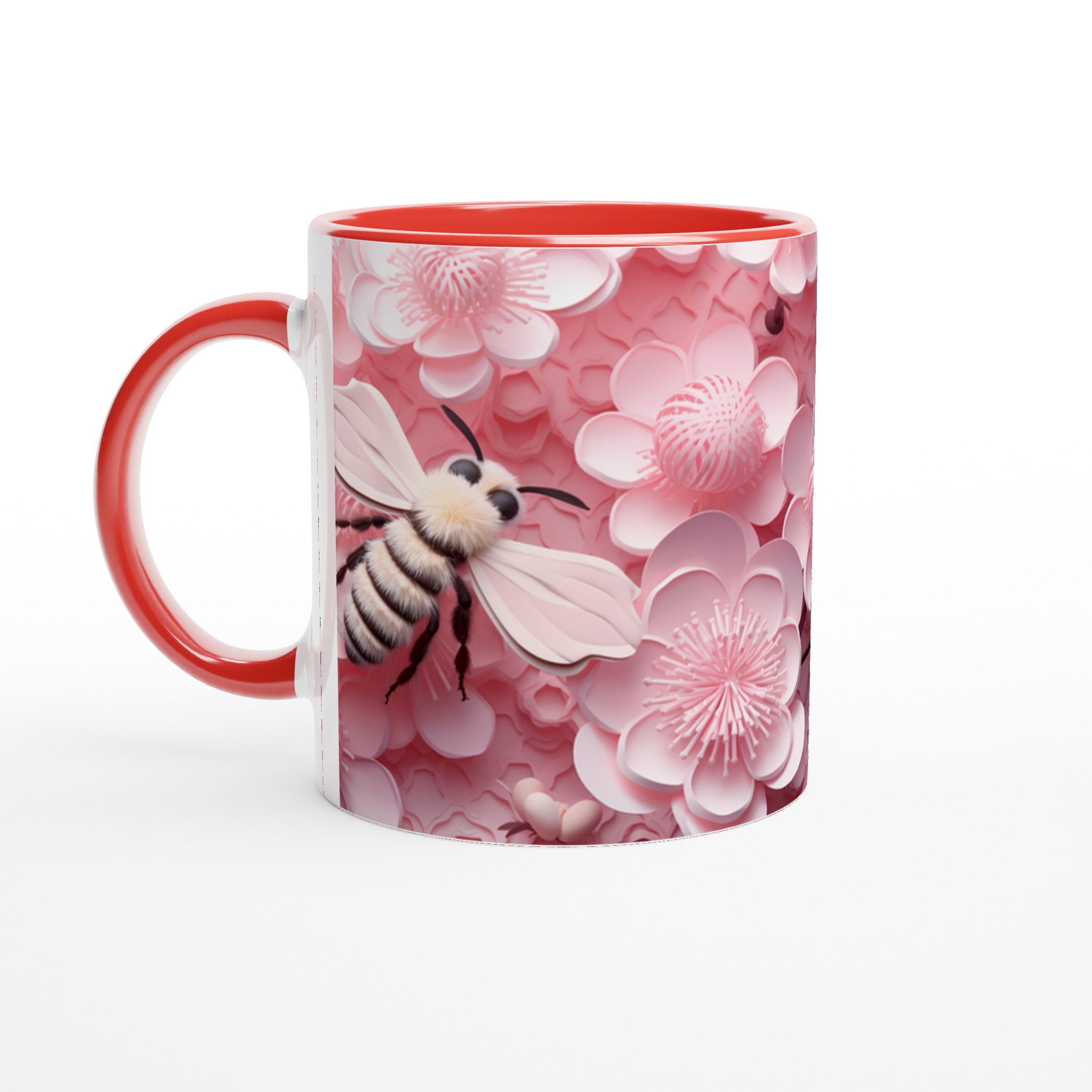 "Pink Blossom Bee" Keramisk Mugg – Drömlikt Motiv i Pastell, Välj Din Favoritfärg! 2 b8711382-3cfc-4da7-808e-b713cbda7f38