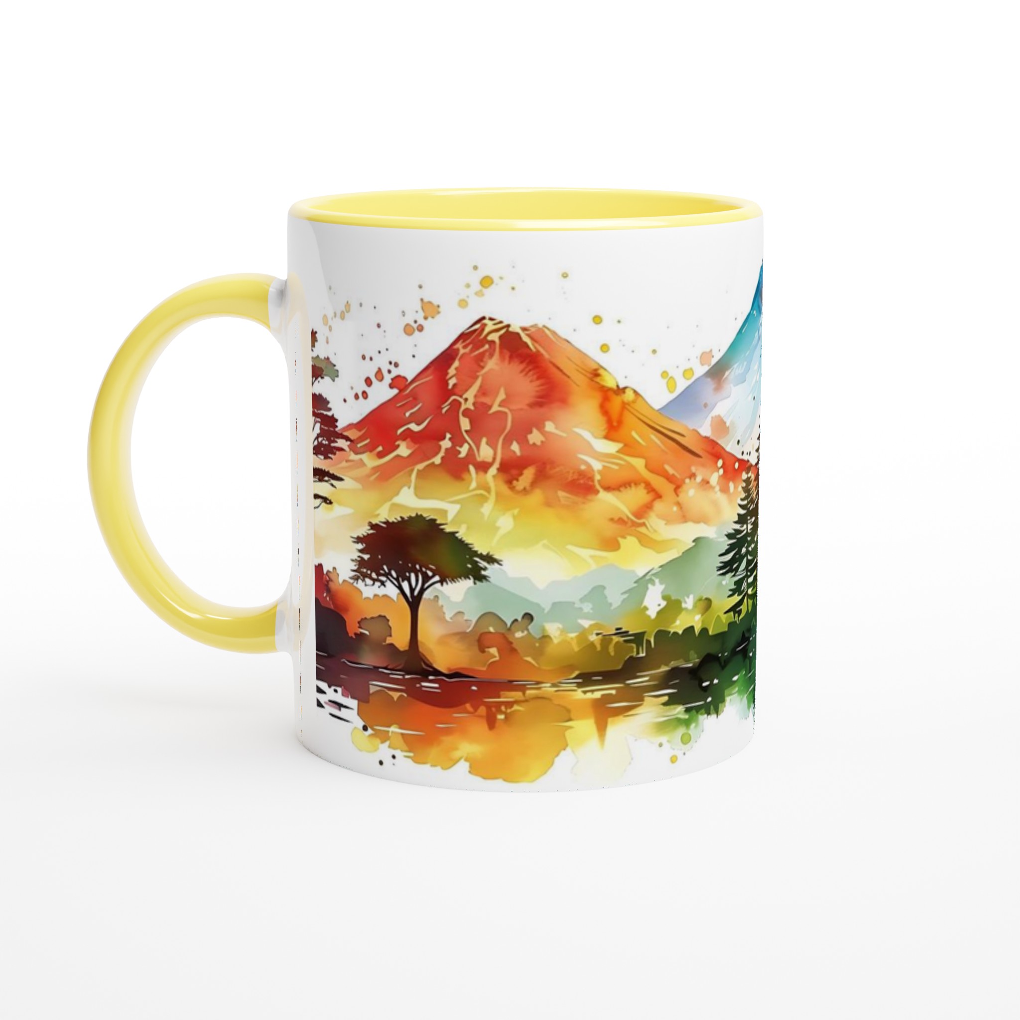 Akvarell Landskap Keramisk Mugg - Levande Berg och Sjödesign, 11 oz 5 b8f17f28-0376-4157-b678-62a1407b03c5