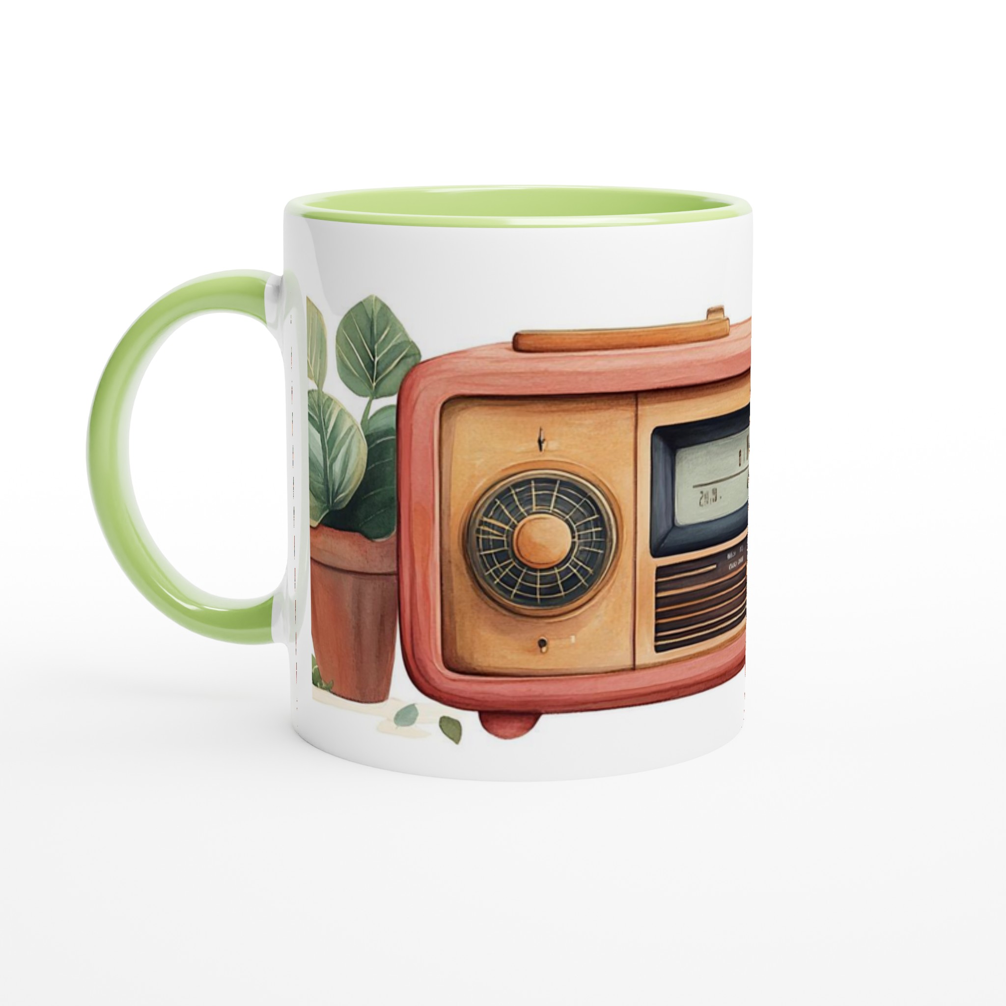 Retro Charm 11oz Keramisk Mugg – Vintage Radio & Gröna Växter, Välj bland 7 Färgstarka Nyanser! 6 ba0048e5-3846-4634-814f-f82d03773f3a