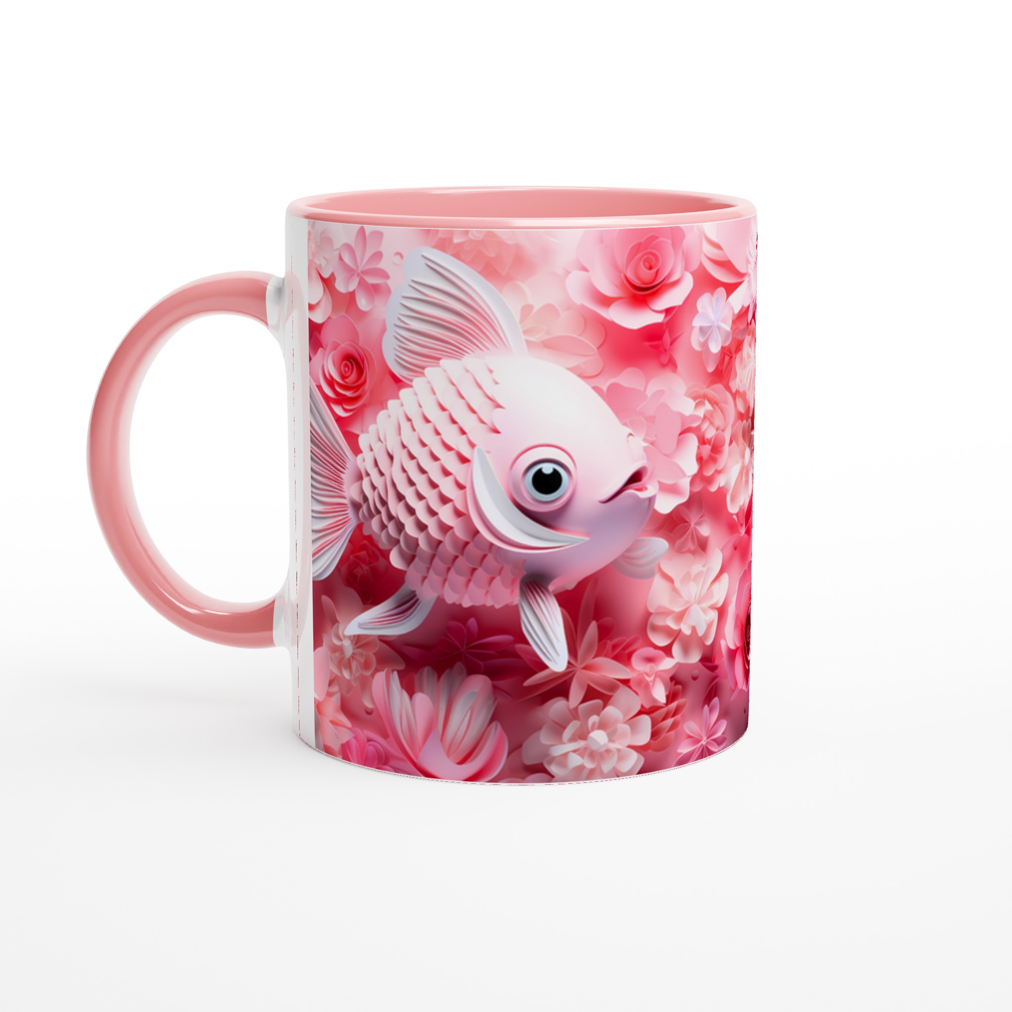 Kärleksfull Koi Mugg – Rosa Blomsterdröm med Lekfulla Fiskar – Personlig 11oz Keramikmugg i Flera Färger 6 ba0fa0fc-6aee-49dd-982b-0e29b5cc708d