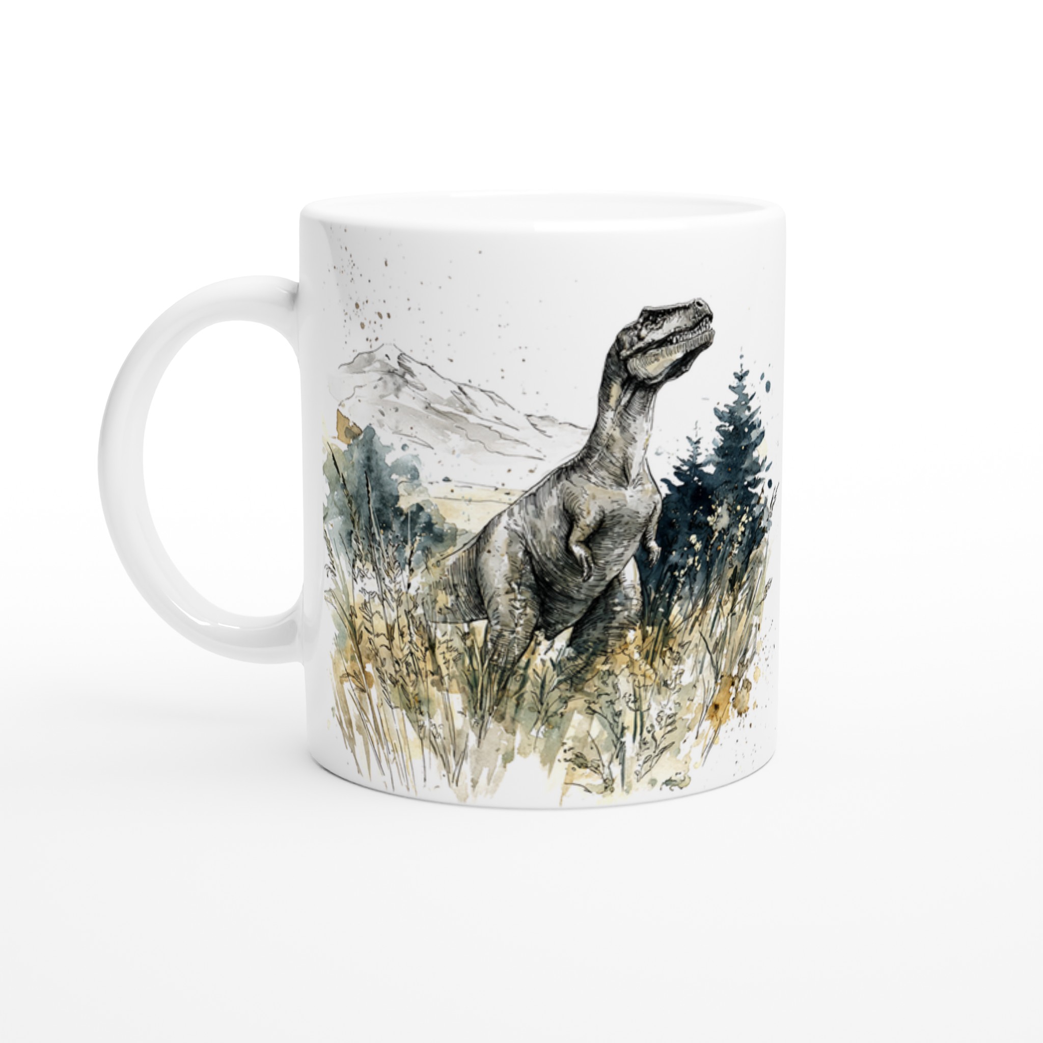 Dinosaurie Akvarell Mugg - 11oz Keramisk Mugg för Dinosaurieälskare i Flera Färger 1 badf43d1-5b47-43c7-990f-757823a354fc