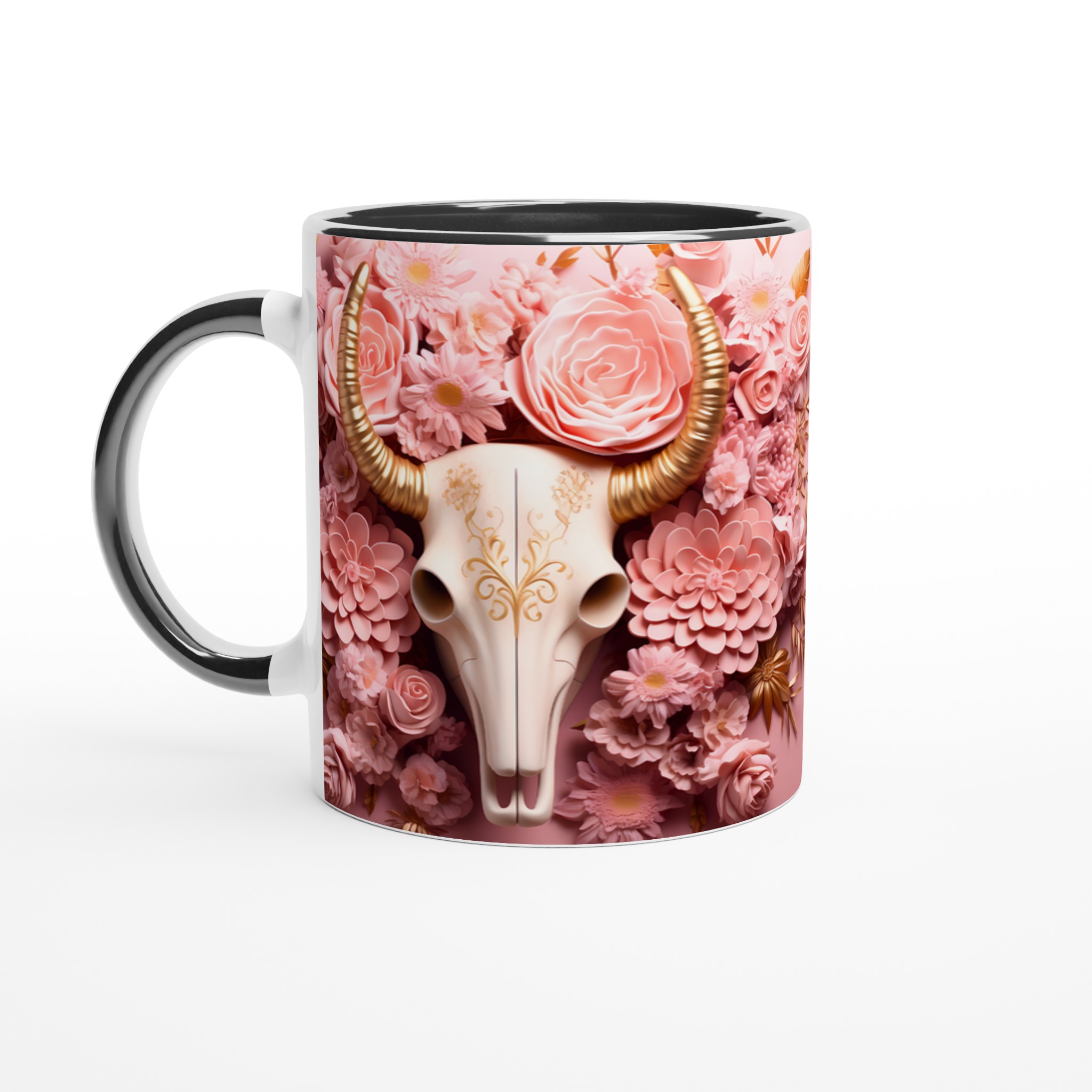 Elegant Boho Chic Keramikmugg – Blommig Design med Skalle i Rosa och Guld – Välj din Färg! 7 bbf6406b-c612-49b8-9e99-9d5bdd8b781c