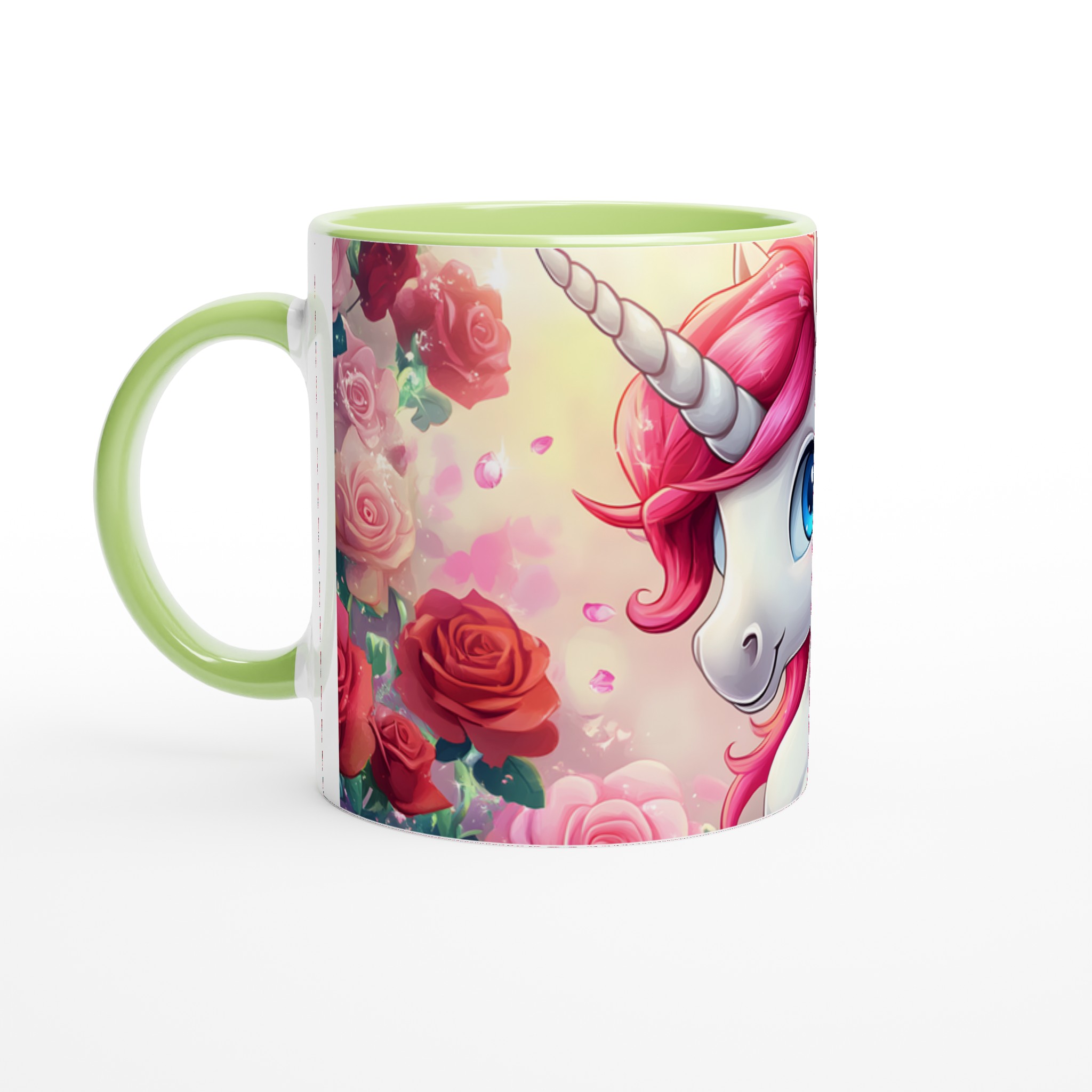 Magisk Enhörningsmugg - 11oz Keramisk Mugg med Rosa Hår och Blommor i Sju Färger 3 bbfa1226-27d2-42f1-a6a3-237f25930ee6