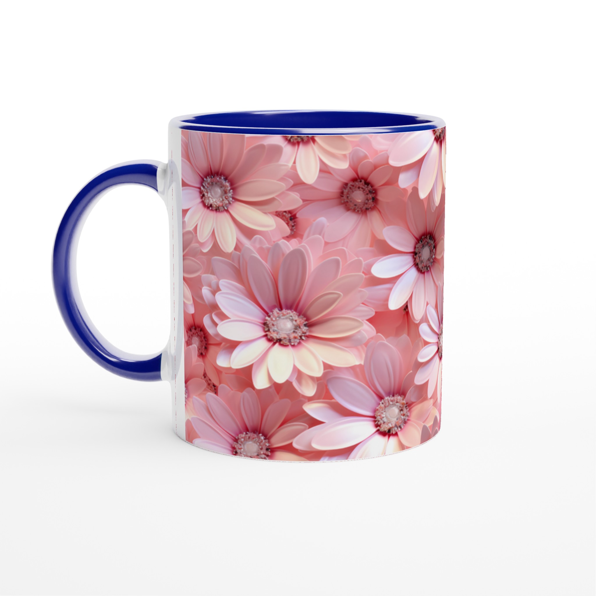 Elegant Vit 11oz Keramisk Mugg med Drömskt Rosa Blomstertryck – Välj Din Färg 4 bc443366-79f6-4289-bbdc-d884f99802a1
