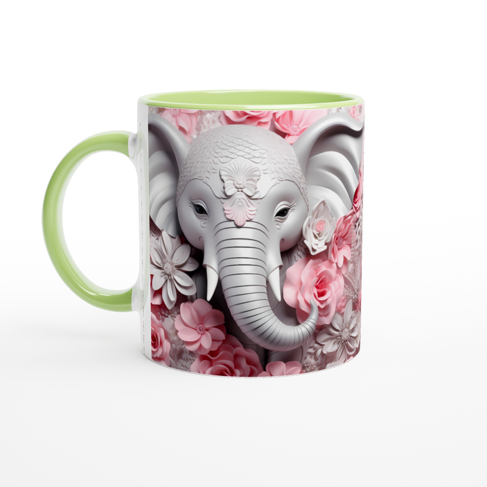 Elefant & Rosor 11oz Keramisk Mugg – Drömmer i Rosa & Vitt, Välj Din Färg! 3 bcad6113-f864-443c-ab97-92626eeaf6d5