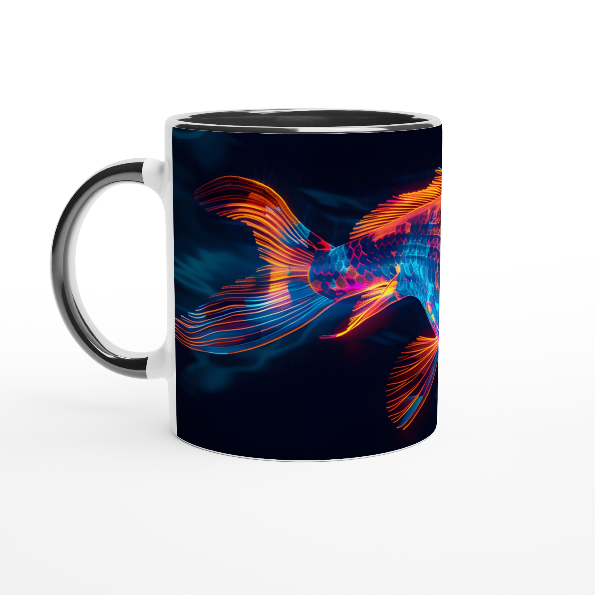 Neon Koi: 11oz Keramisk Mugg – Lysande Fiskdesign i Levande Färger för Kaffe- och Tedrickare 7 bcf0fe5e-9fe9-4ba7-aeac-233dc78cb4f5