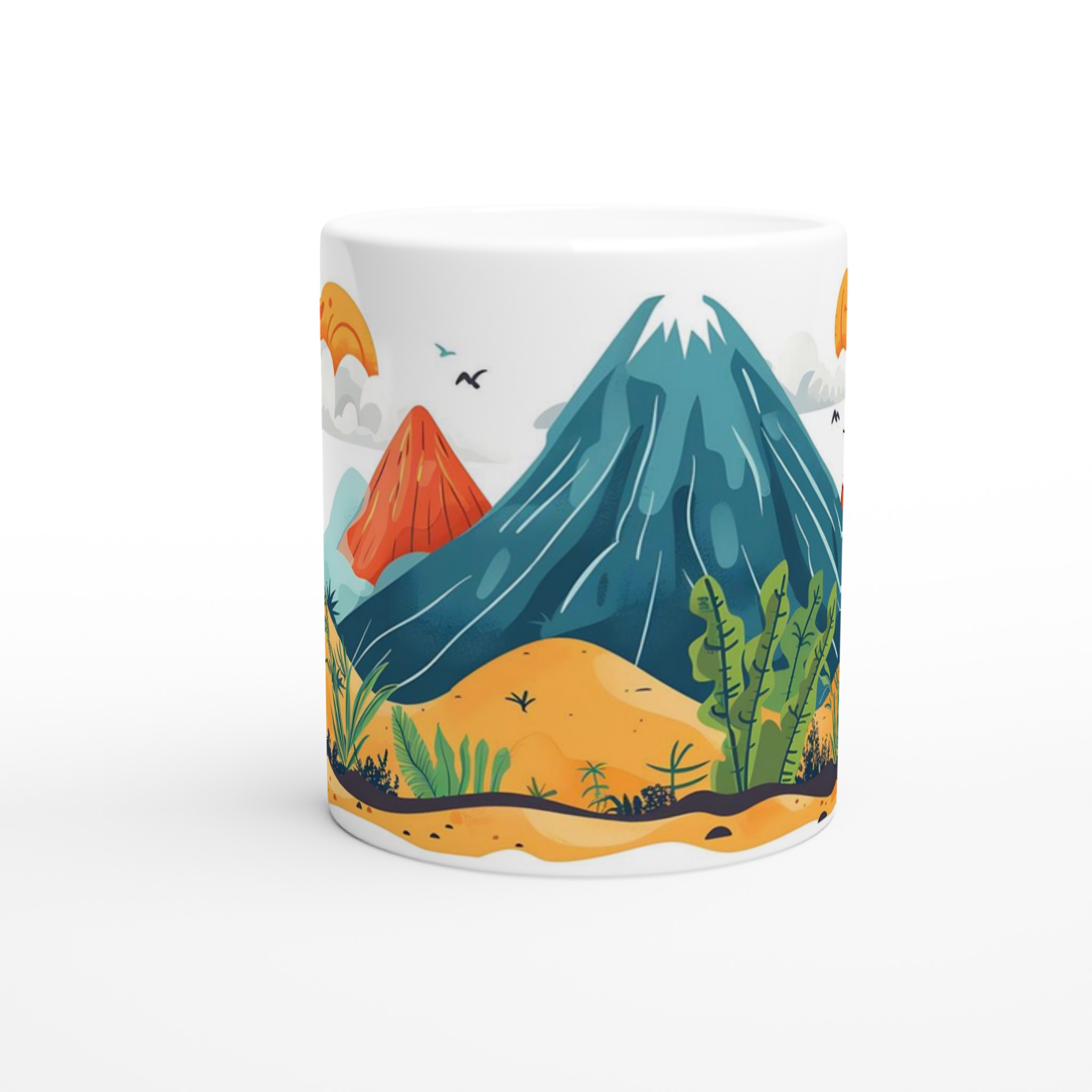 Tropisk Djungel Mugg – Levande Vulkanlandskap & Palmträd – 11oz Keramikmugg i 7 Färger 8 bd21b70e-9c25-4de5-b6f7-d3d0ece52329