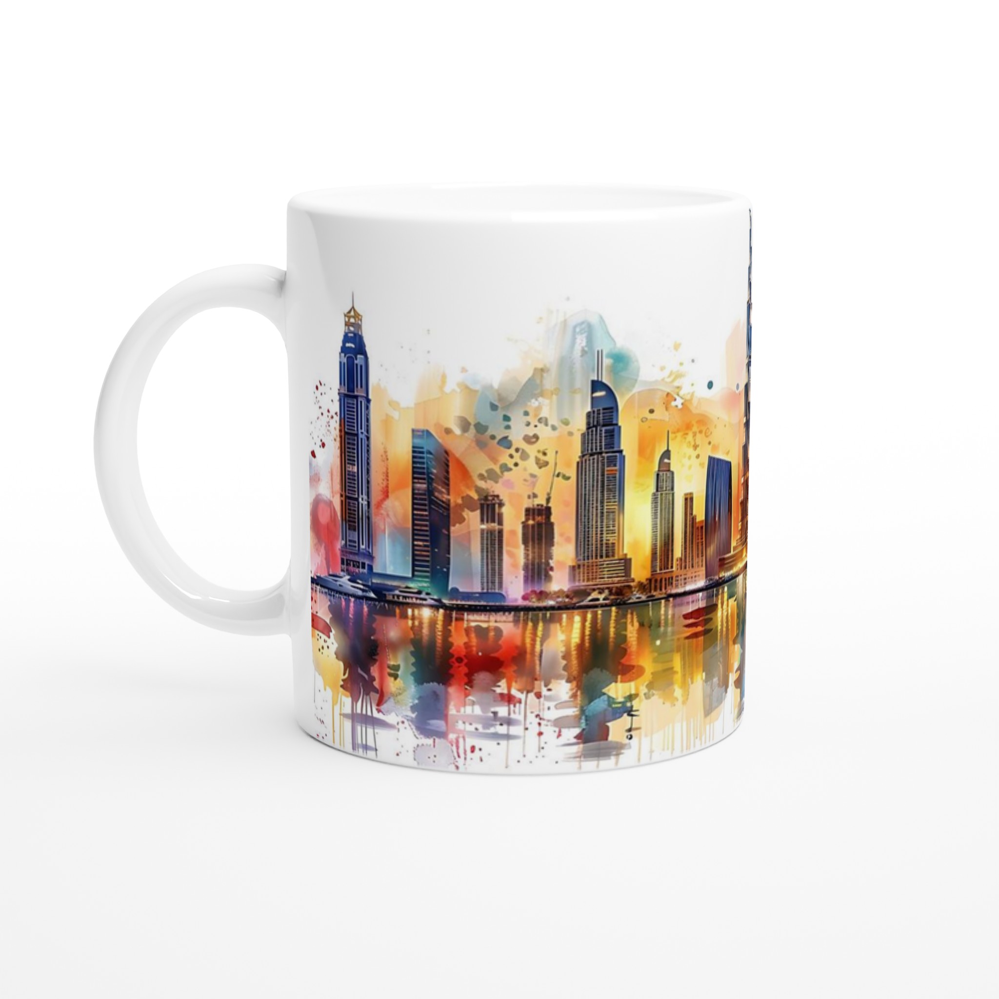 Dubai Skyline Akvarell Mugg - Färgstark Stadsutsikt för Din Kaffestund, Välj Bland Flera Fina Färger 1 bdbba6bb-e71b-43f4-a47e-3a85d37f97b7