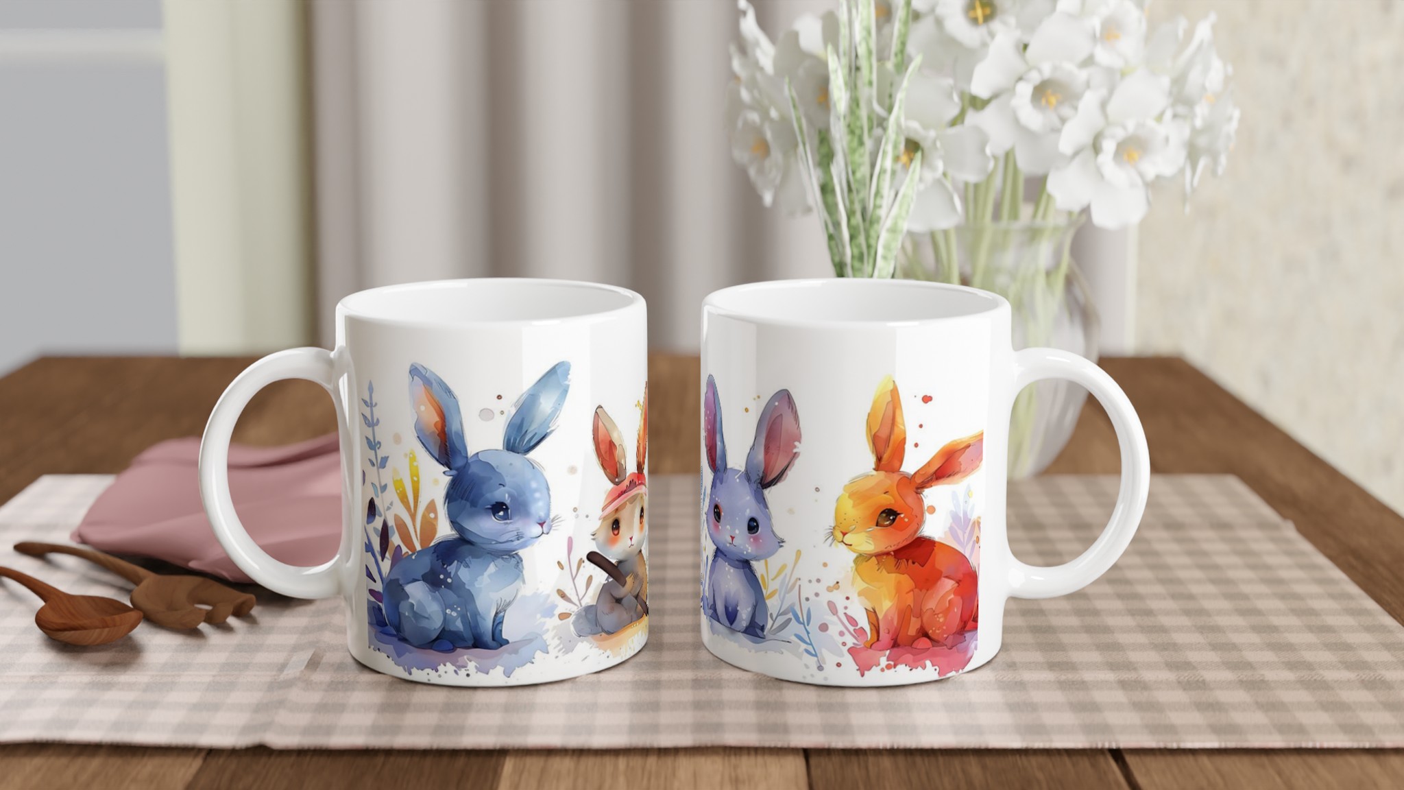 Söta Akvarellkaniner Mugg – 11oz Keramisk Kaffekopp i Flera Färger 10 bde0071a-e5c0-4d04-95cd-39cc95a1d15b