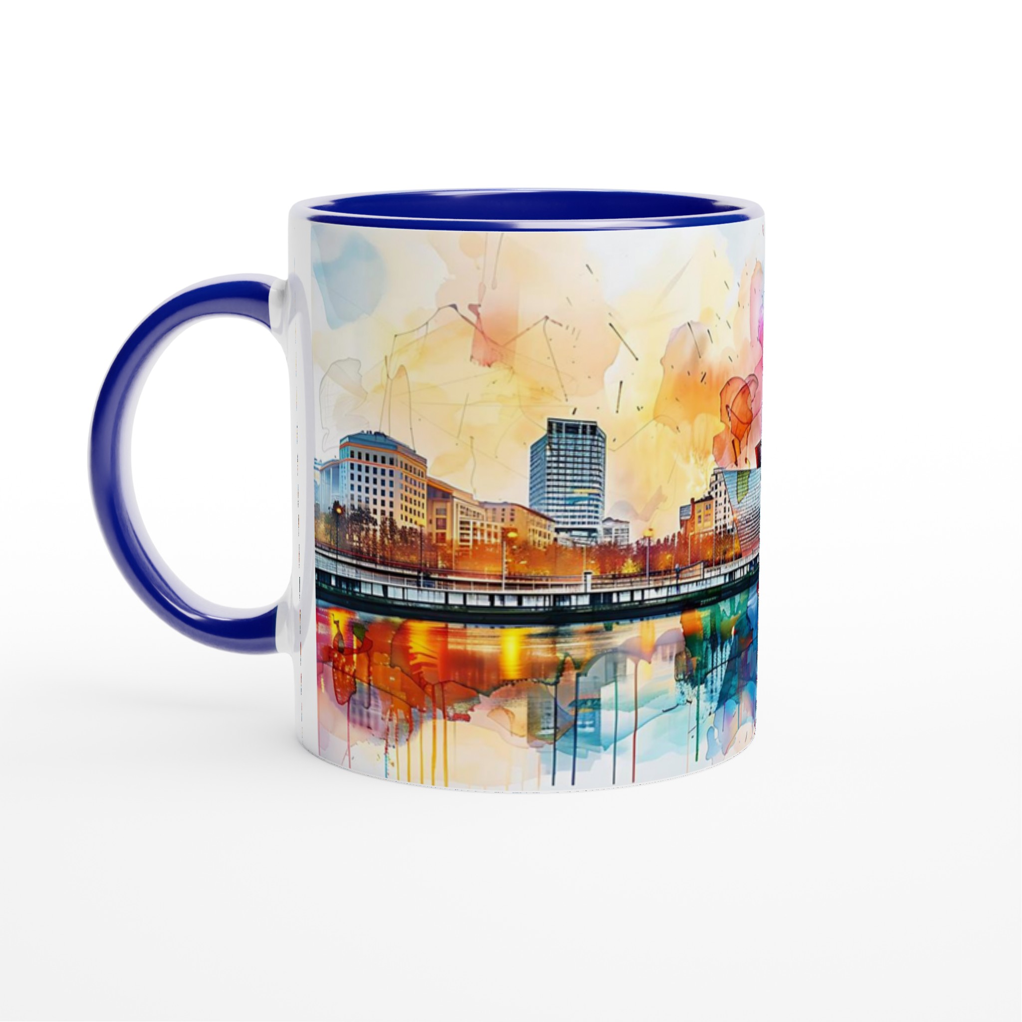 Abstrakt Stadsbild Akvarell Mugg – Färgstark Keramikmugg 11oz 4 be25f32a-13e8-4ceb-b306-f05c0e38eab0
