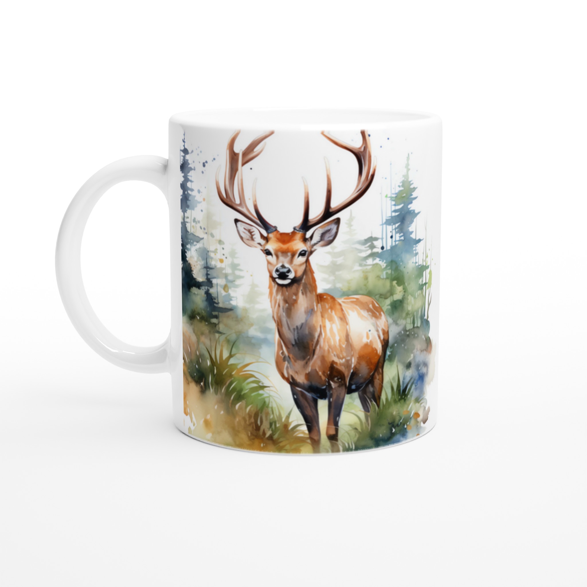 Majestätisk Hjort i Akvarell – 11oz Keramisk Mugg för Naturälskare i Valfri Färg 1 beac571e-6ad1-402b-8ce4-801c4c7bdf32