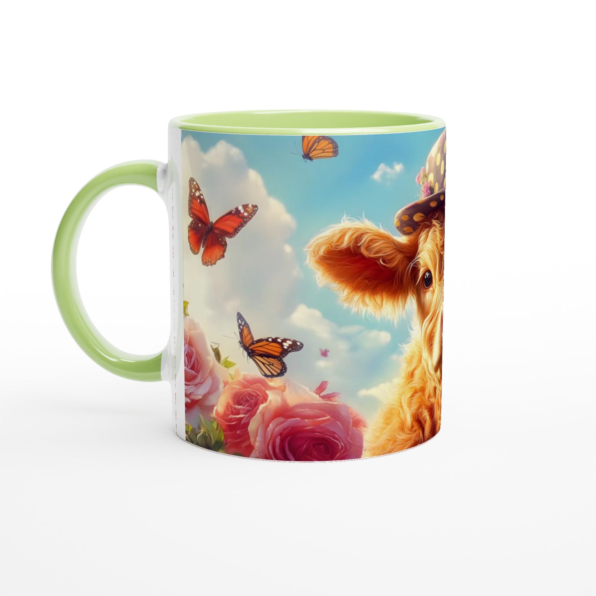 Chic Kalvmugg: Söt Ko med Hatt & Rosor – 11 oz Keramisk Kaffemugg i Valfri Färg 3 bf6d91bf-ee57-476b-9d50-51f50fa67b5b