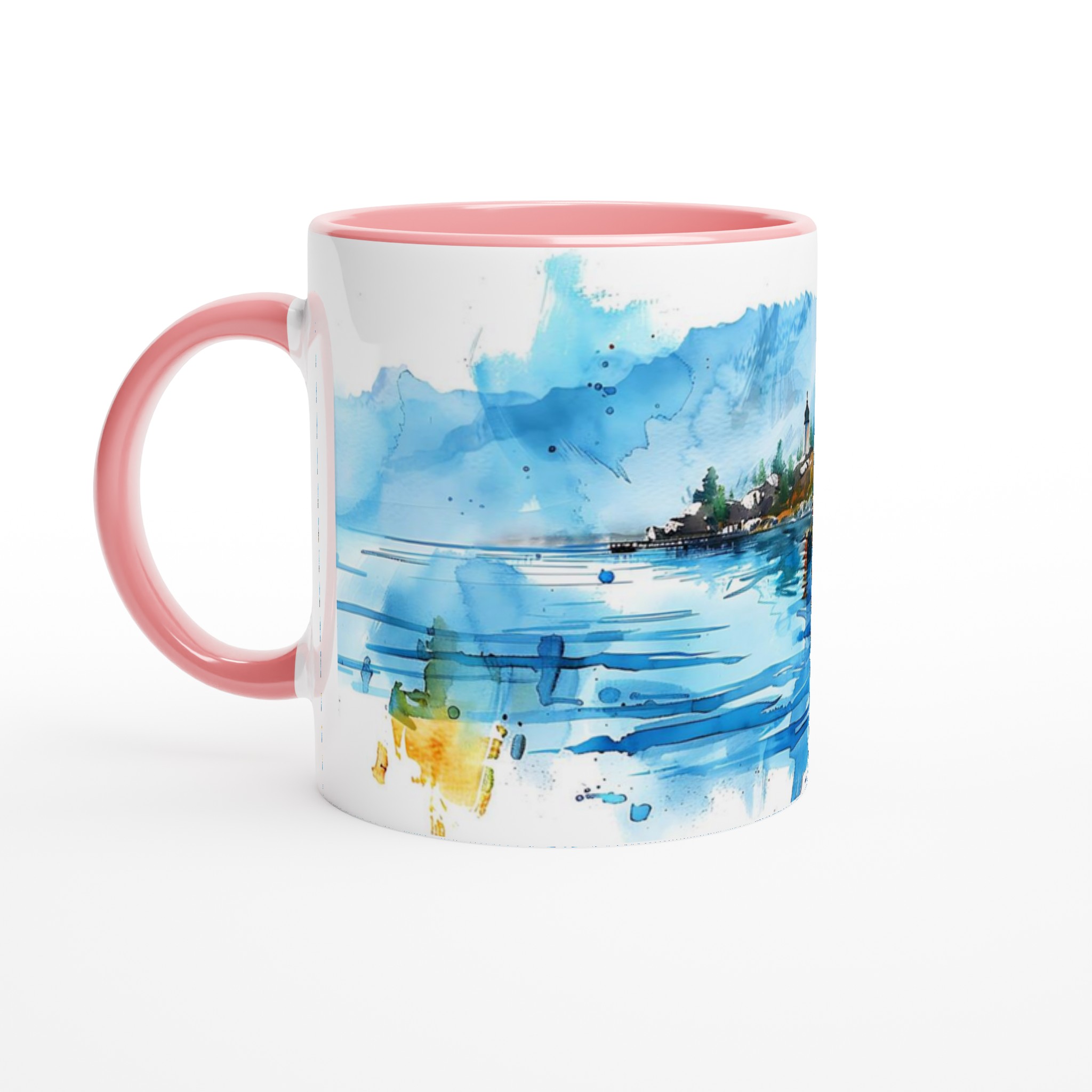 Akvarell Landskap Keramikmugg - Skandinavisk Fjord Konst för Kaffeälskaren, Välj bland 7 Färgstarka Nyanser 6 bf8486cf-2276-4e62-b228-4182d65bddfd