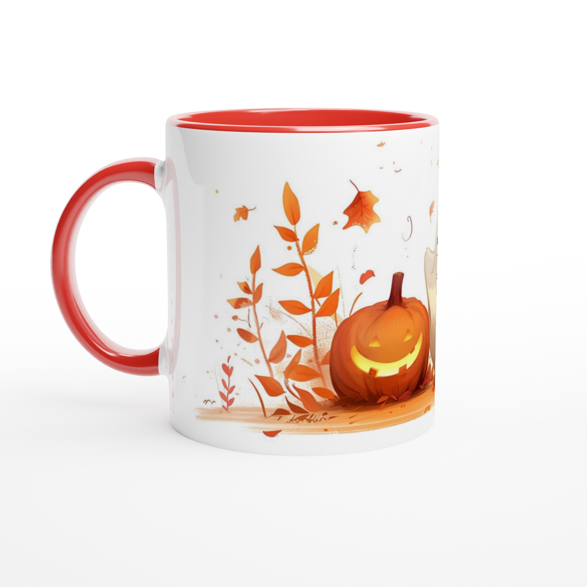 Busig Halloween Mugg - Söt Spöke & Pumpa i Höstfärger | 11oz Keramisk Kaffemugg 2 bf89741c-284e-4d41-adc6-e1796e7253ef