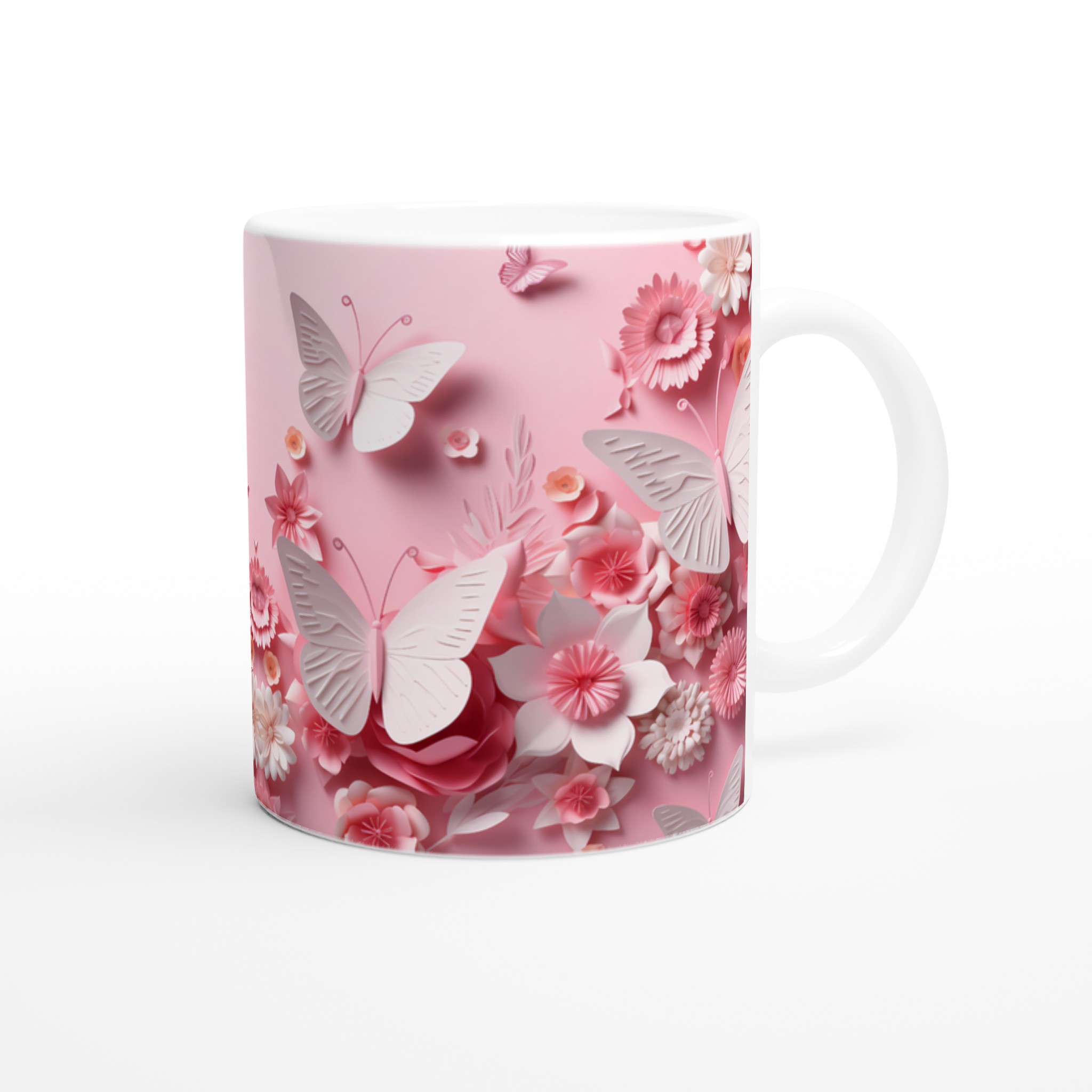 Pastellrosa Papper Butterfly Mugg - 11oz Keramikmugg i ditt val av 7 färger 9 bf8bc895-abbf-4dcd-91d2-425769671a52