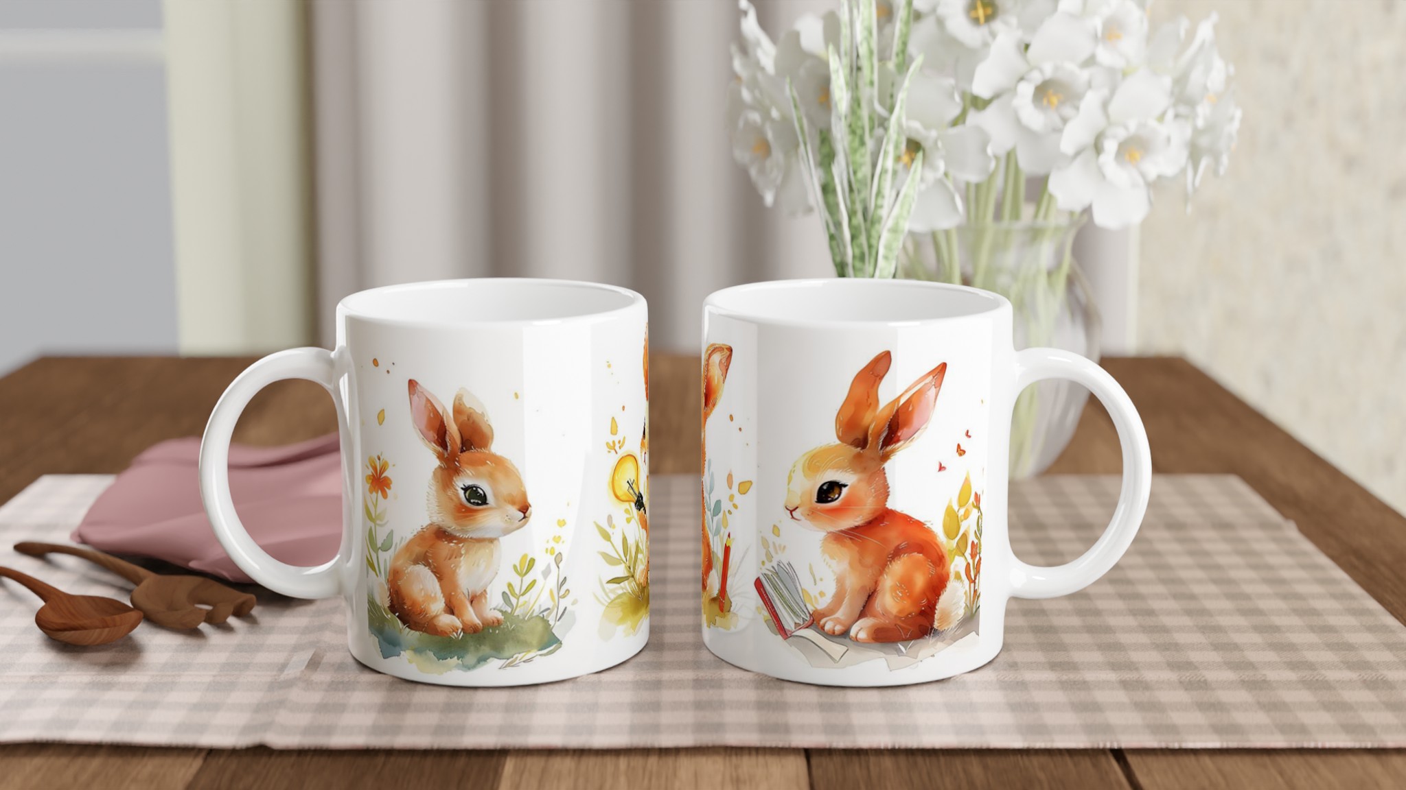 Söta kaniner akvarell 11oz keramikmugg – personlig present i flera färger 10 bfa41819-5ca1-4310-bf3c-e0a4824abcd2