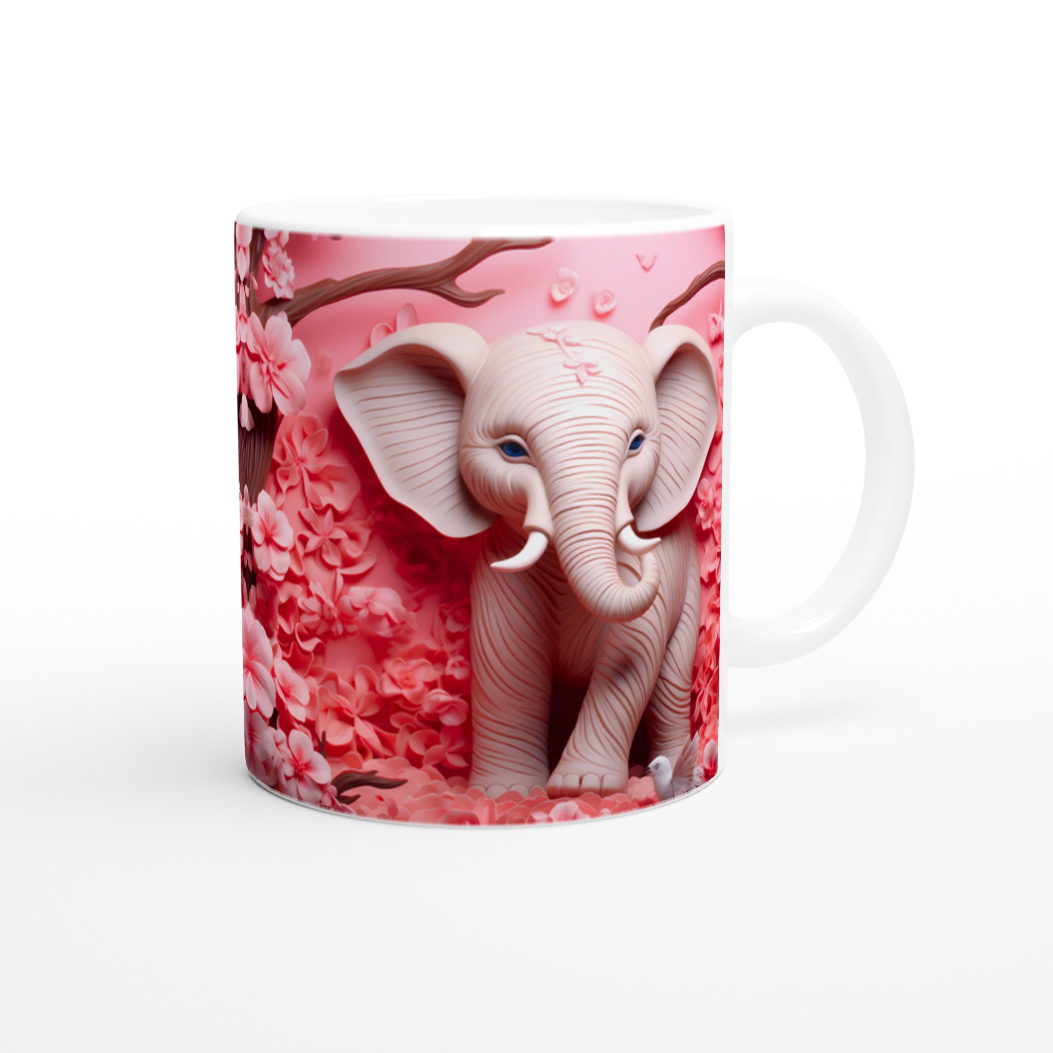 Rosa Drömmar Keramikmugg - Elegant Elefant & Blomsterdesign i 11oz 9 bff17f81-6cc0-4bd5-b5fd-857e79e50d35